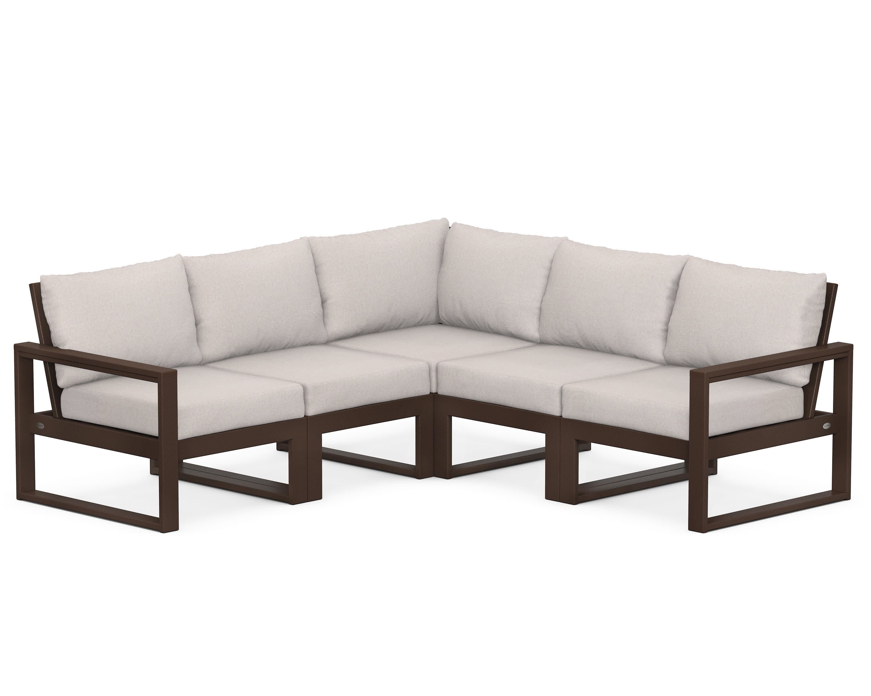 EDGE 5-Piece Modular Deep Seating Set in Mahogany / Dune Burlap