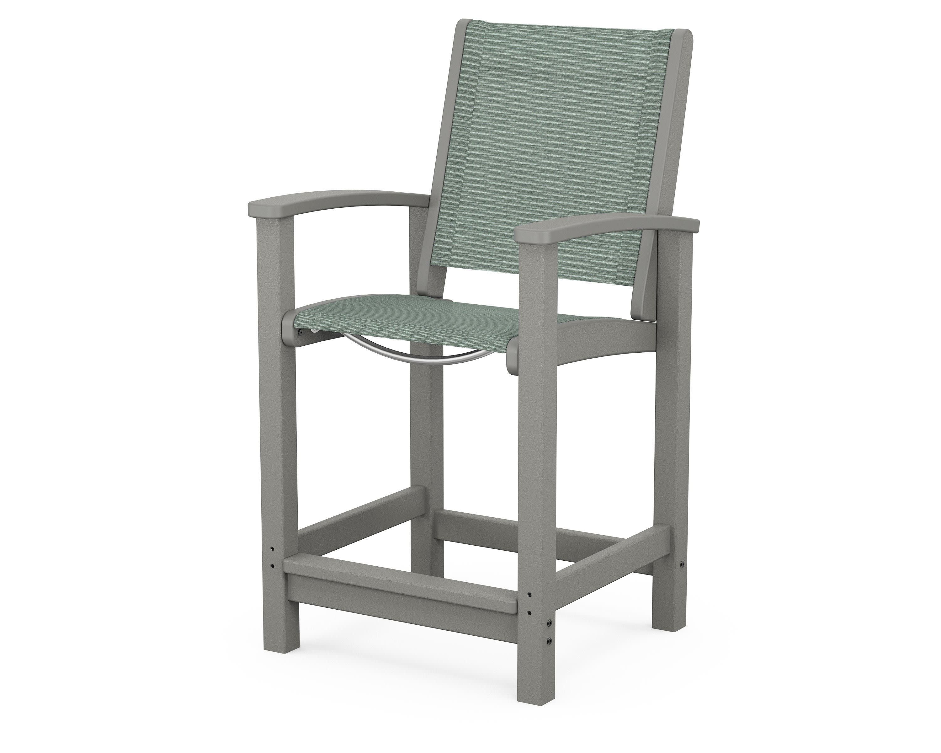 Coastal Counter Chair in Slate Grey / Dupioni Sea Mist Sling