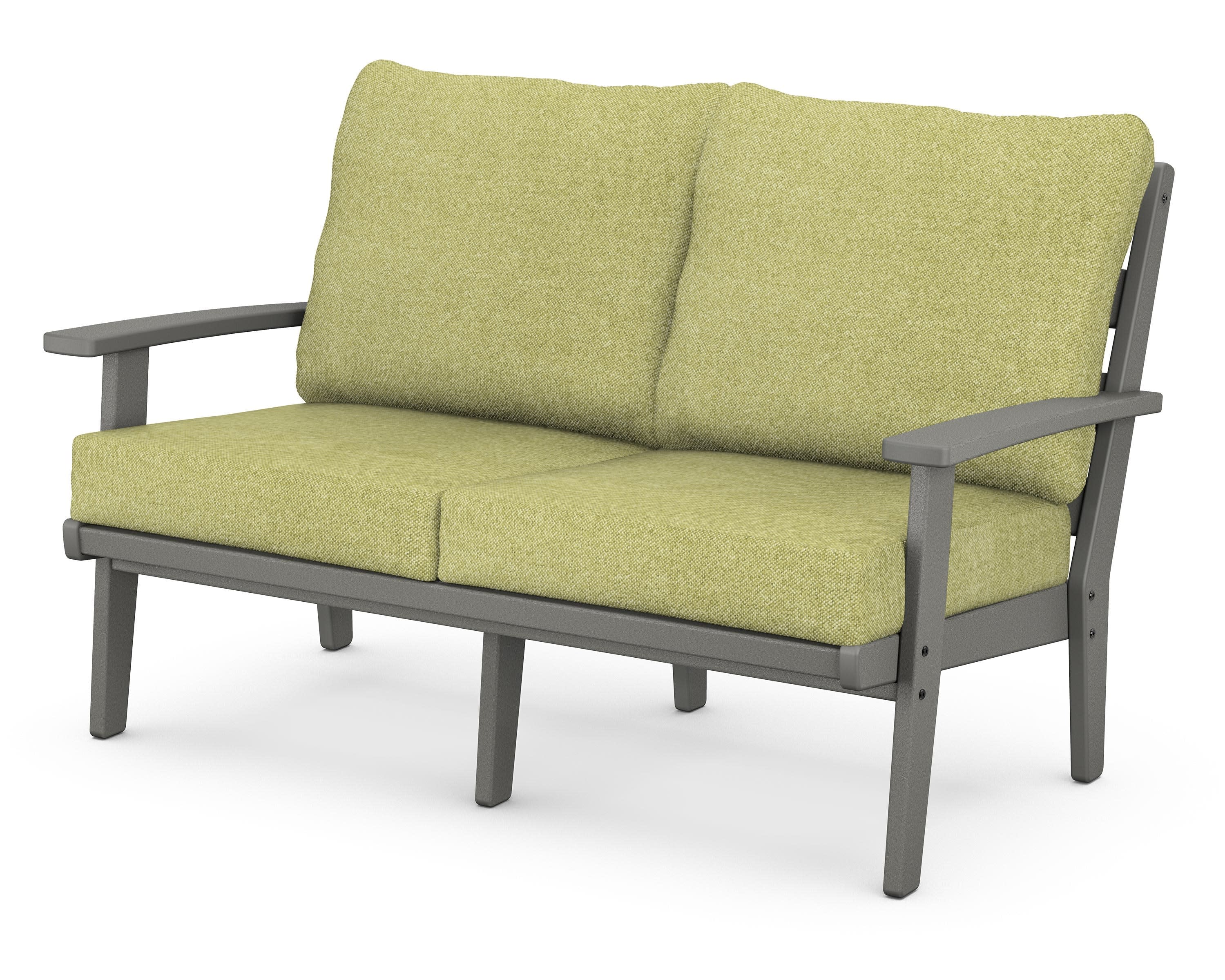 Grant Park Deep Seating Loveseat in Slate Grey / Chartreuse Boucle