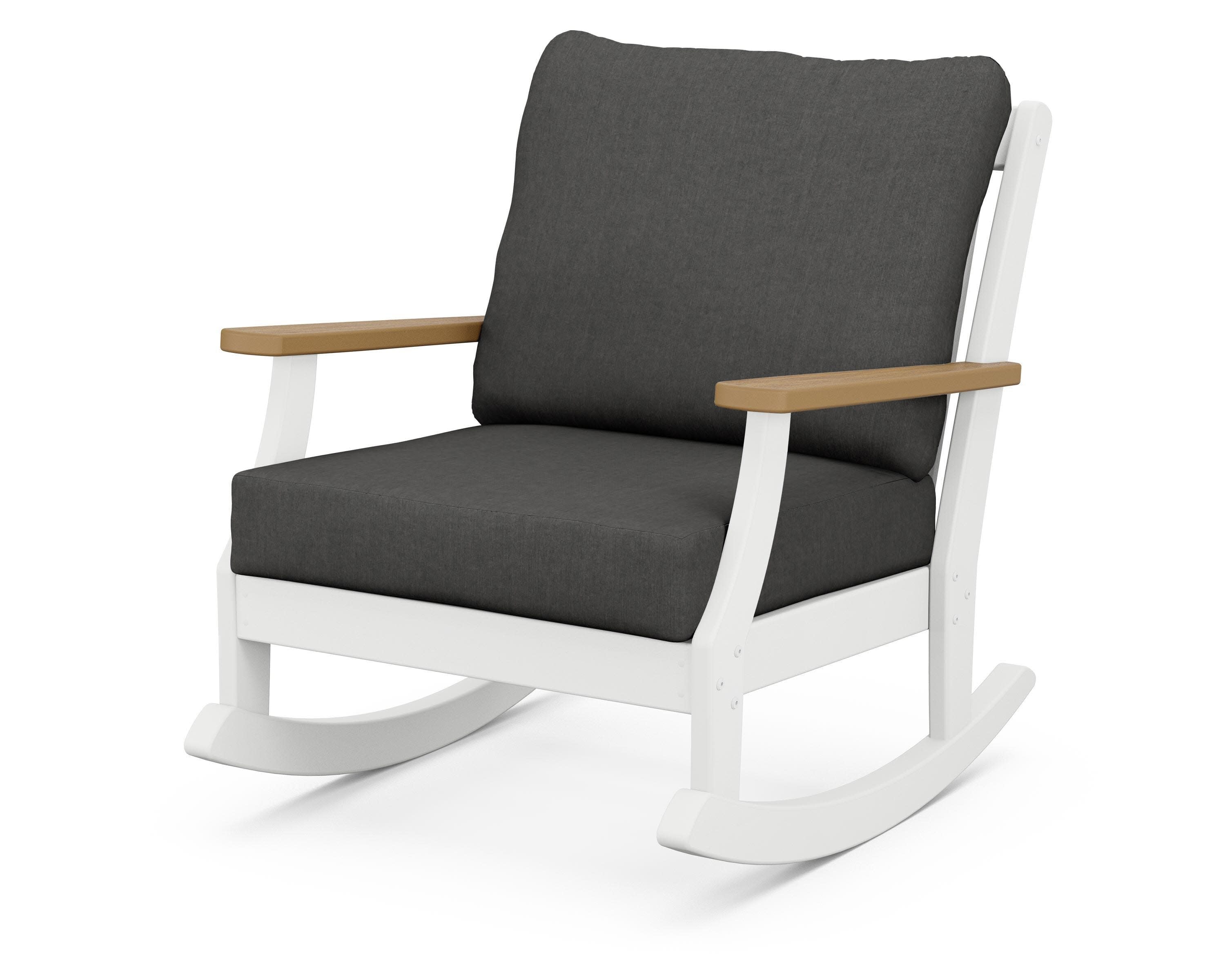Braxton Deep Seating Rocking Chair in White / Natural / Spectrum Carbon