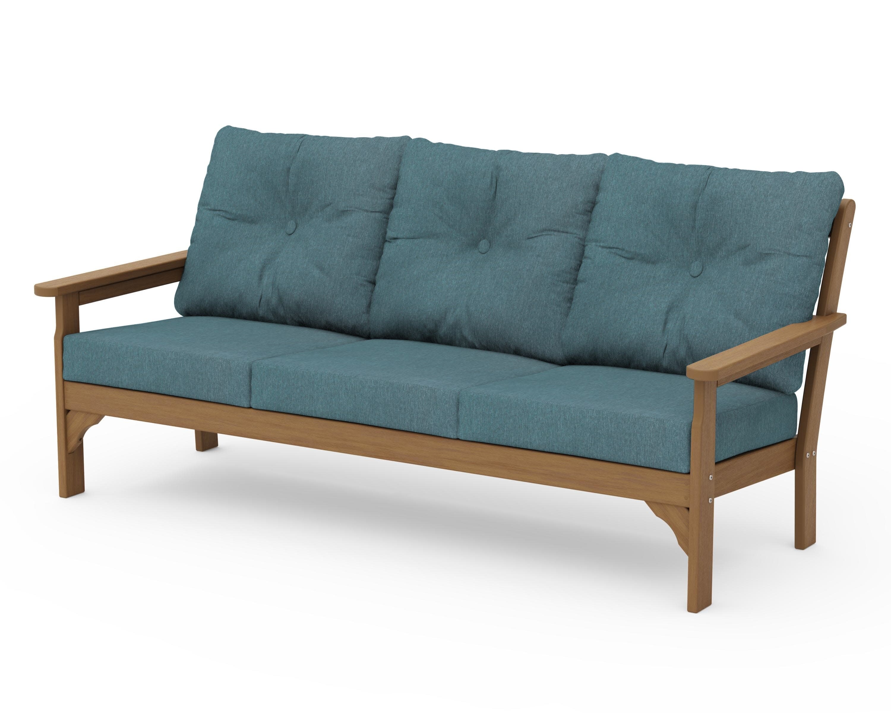 Vineyard Deep Seating Sofa in Natural / Ocean Teal