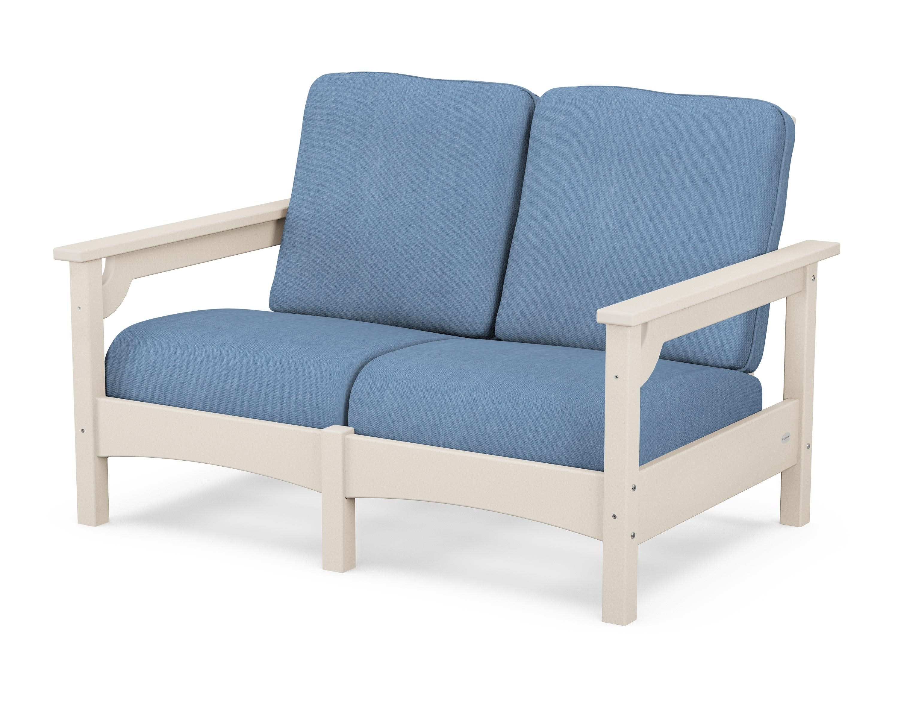 Club Loveseat in Sand / Sky Blue