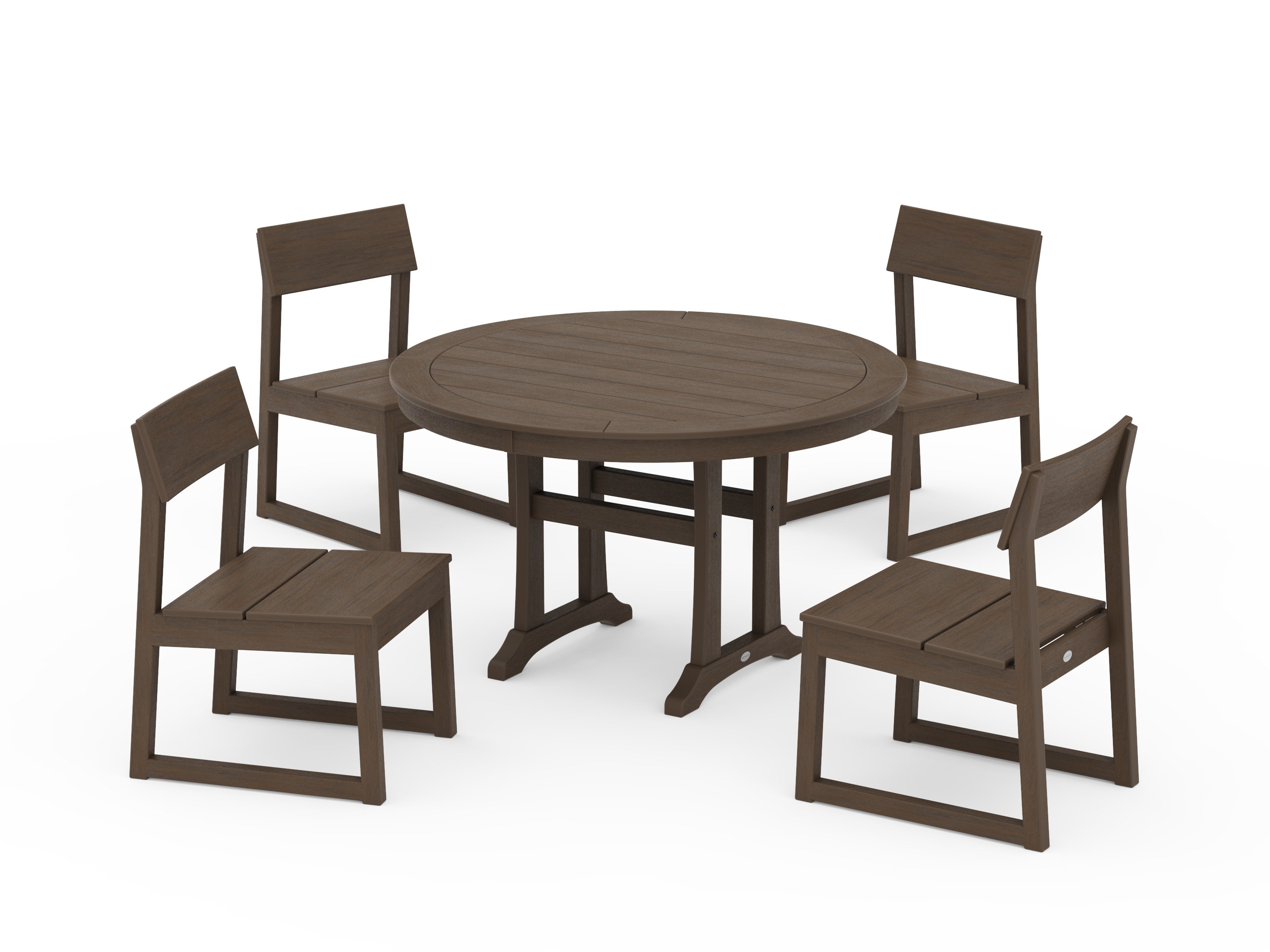 EDGE Side Chair 5-Piece Round Dining Set With Trestle Legs in Kona