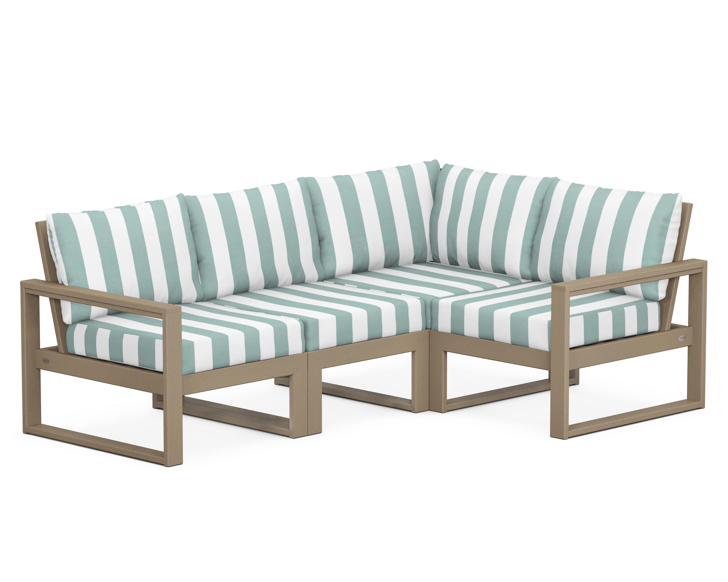 EDGE 4-Piece Modular Deep Seating Set in Vintage Sahara / Cabana Stripe Glacier Spa