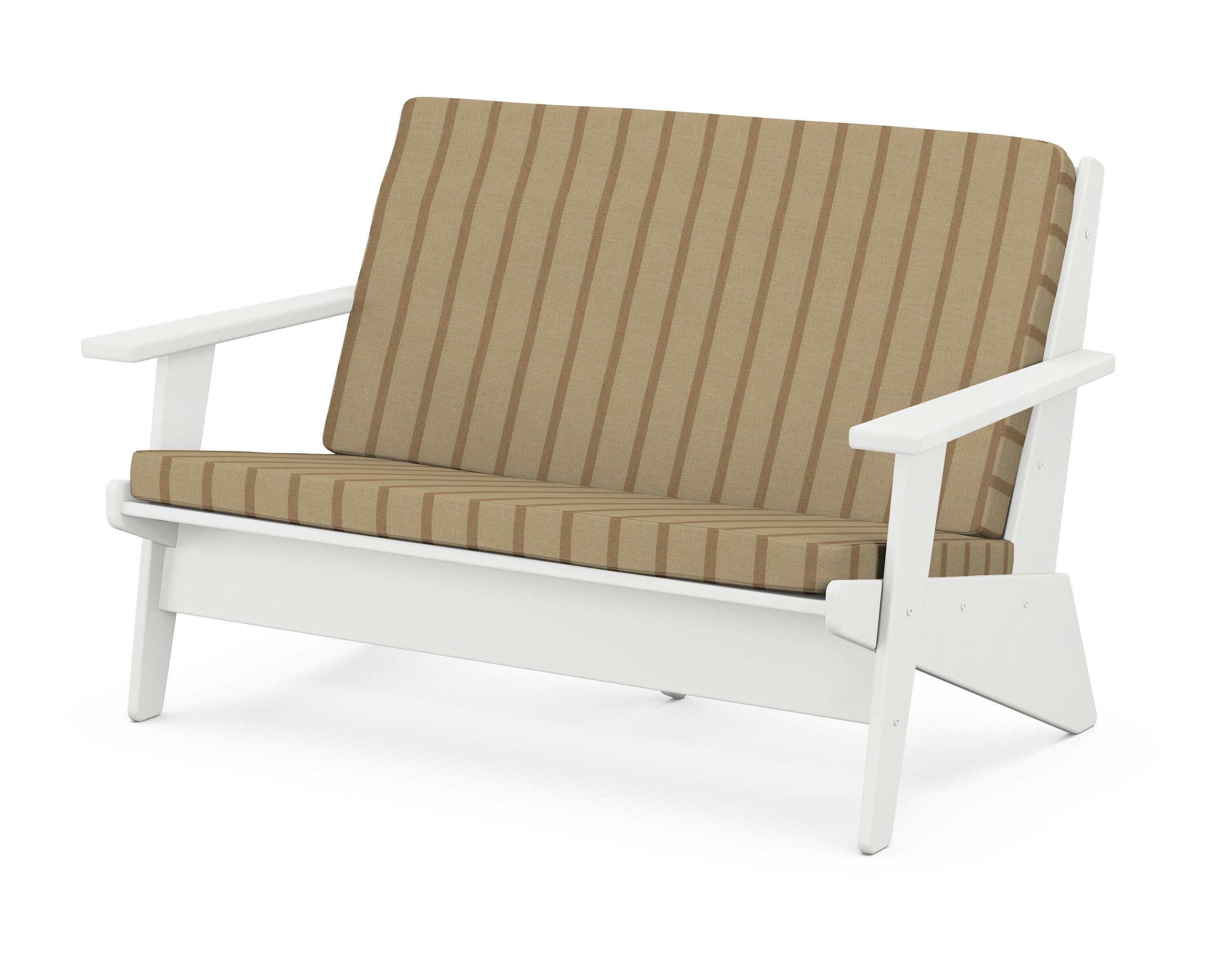 Riviera Modern Lounge Loveseat in White / Unwind Driftwood