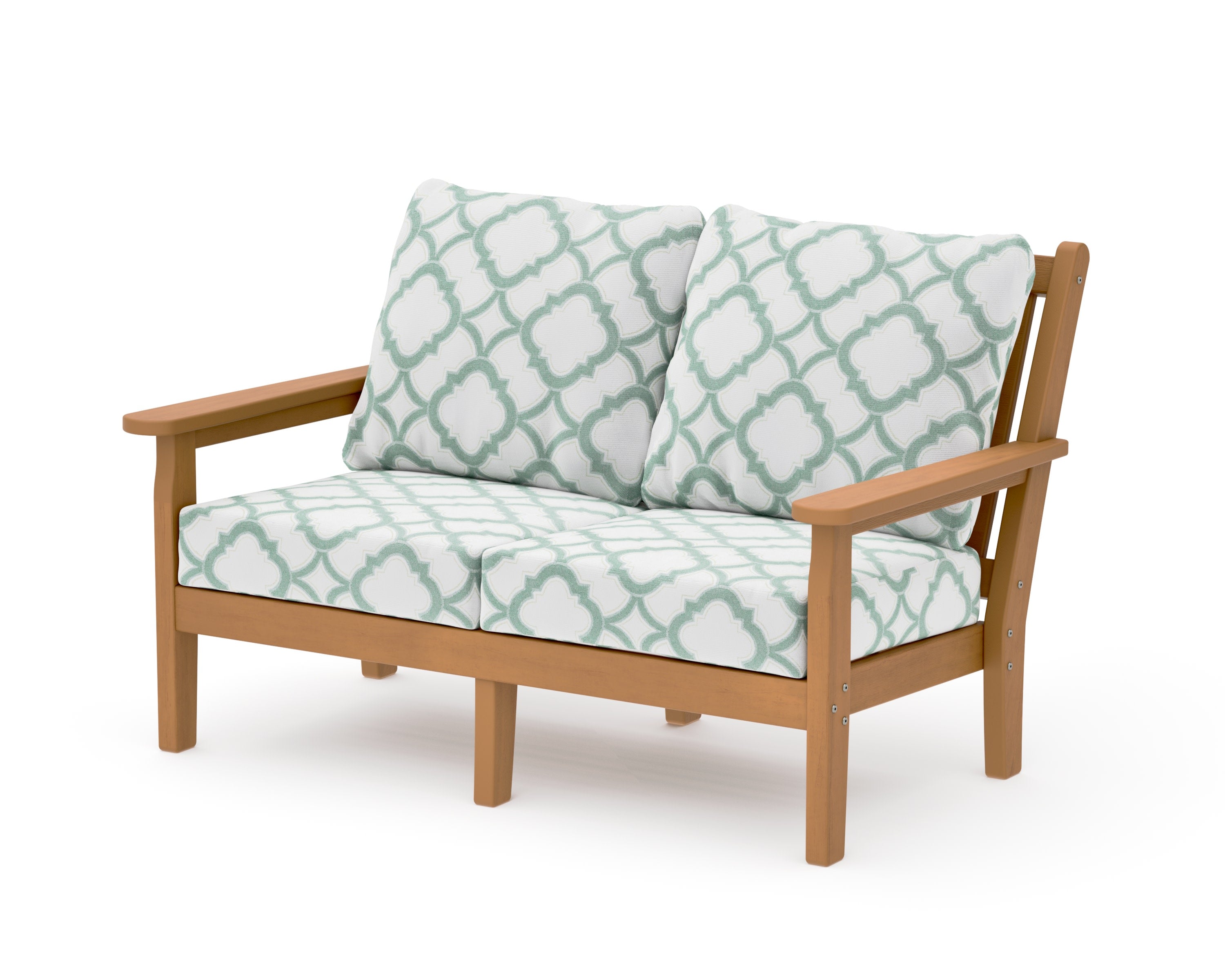 Chippendale Deep Seating Loveseat in Natural / Trellis Glacier Spa