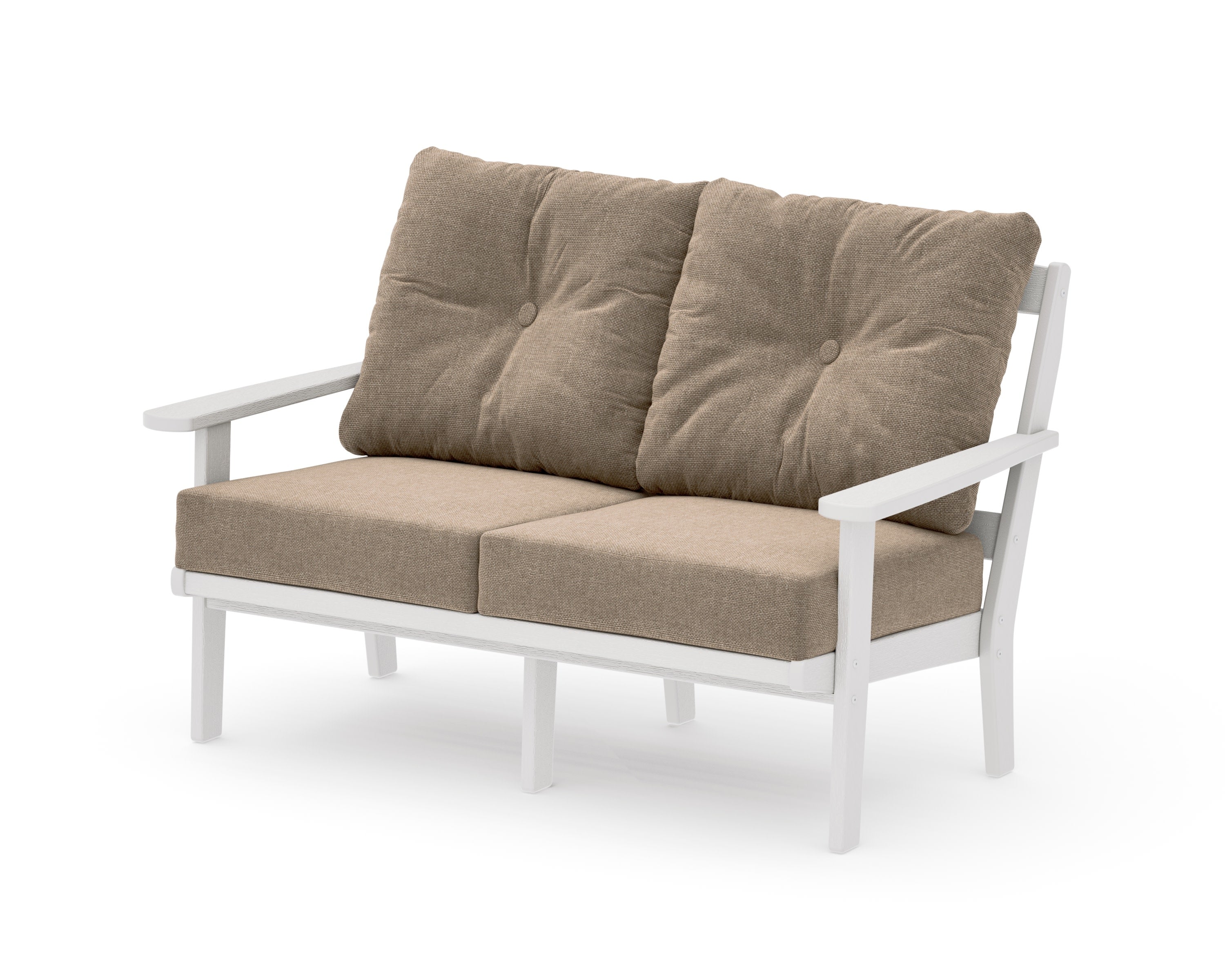 Mission Deep SeatingLoveseat in Vintage White / Spiced Burlap