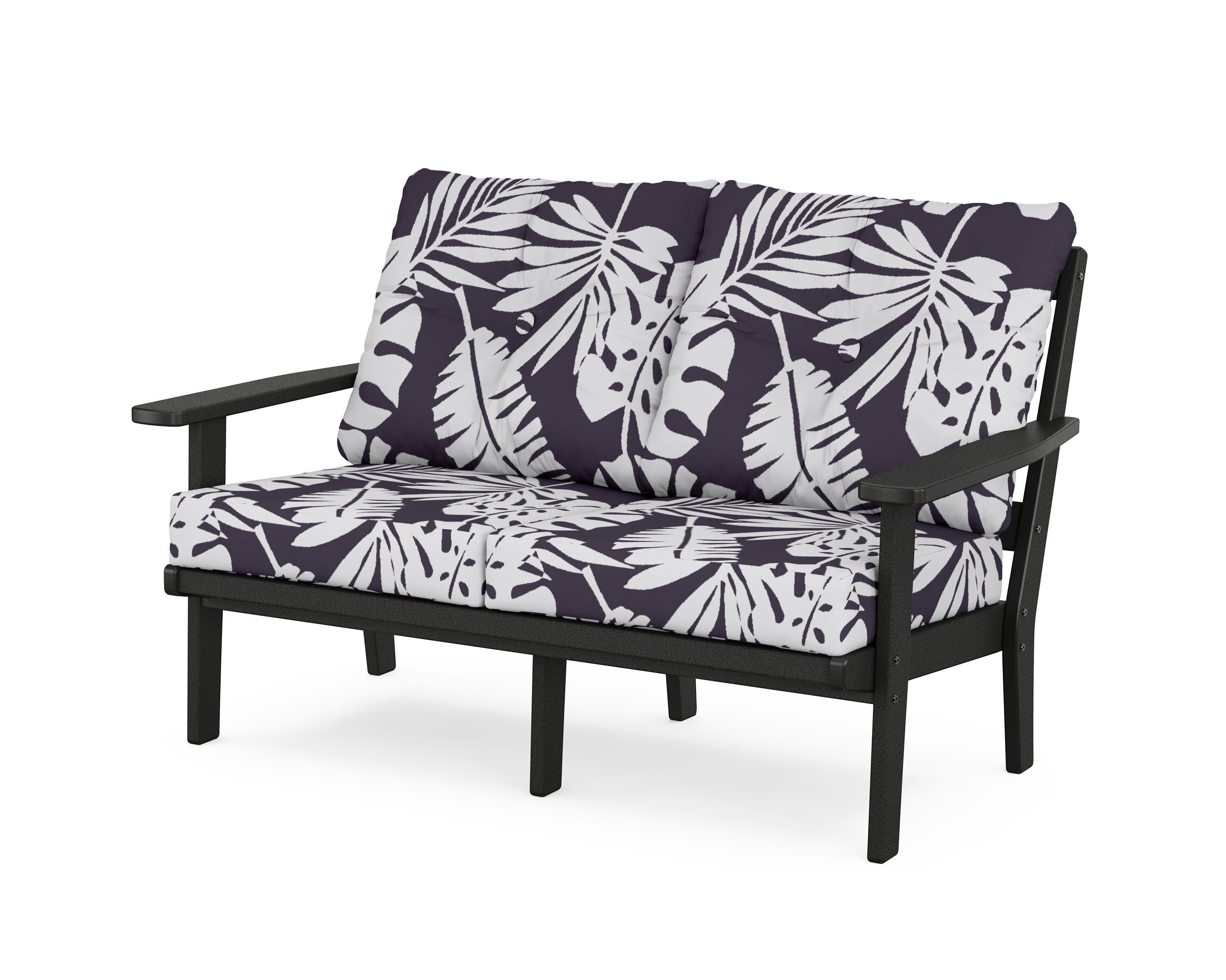 Oxford Deep SeatingLoveseat in Black / Leaf Navy