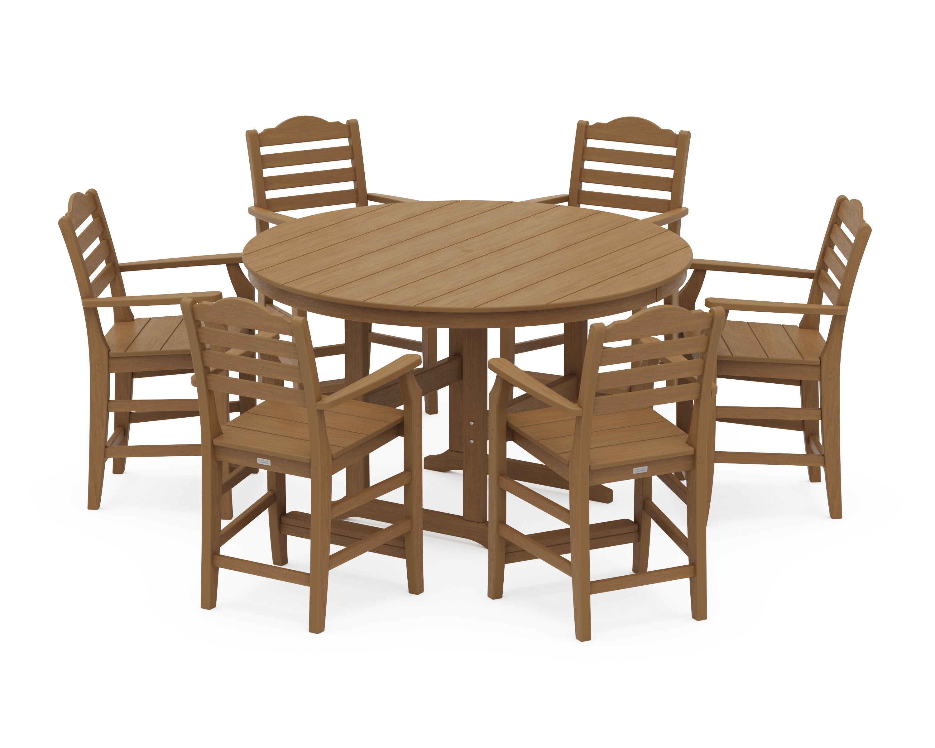 Savannah 7-Piece Arm Chair Round Farmhouse Counter Set in Natural