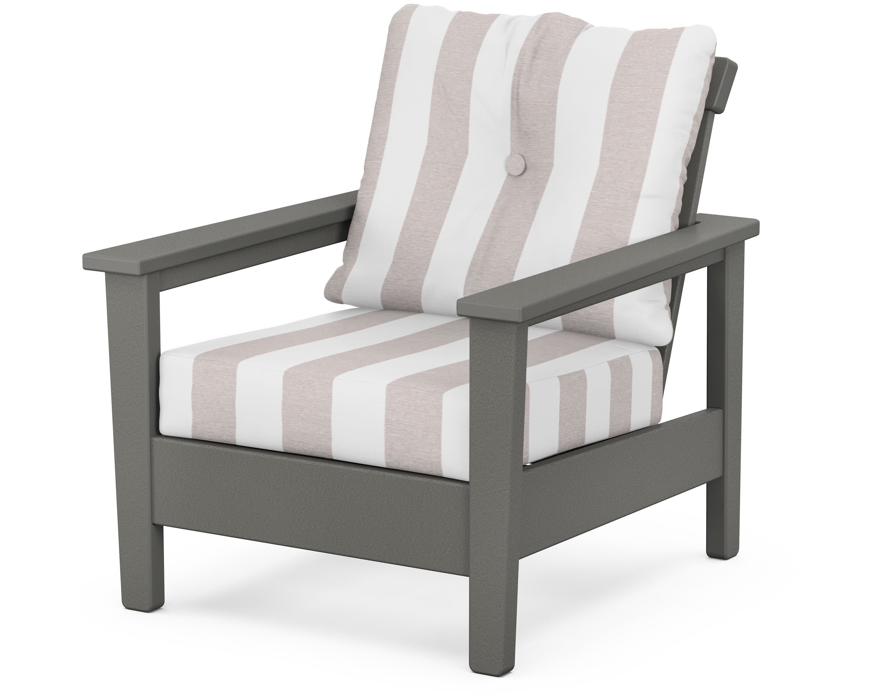 Prescott Deep Seating Chair in Slate Grey / Cabana Stripe Dune Burlap
