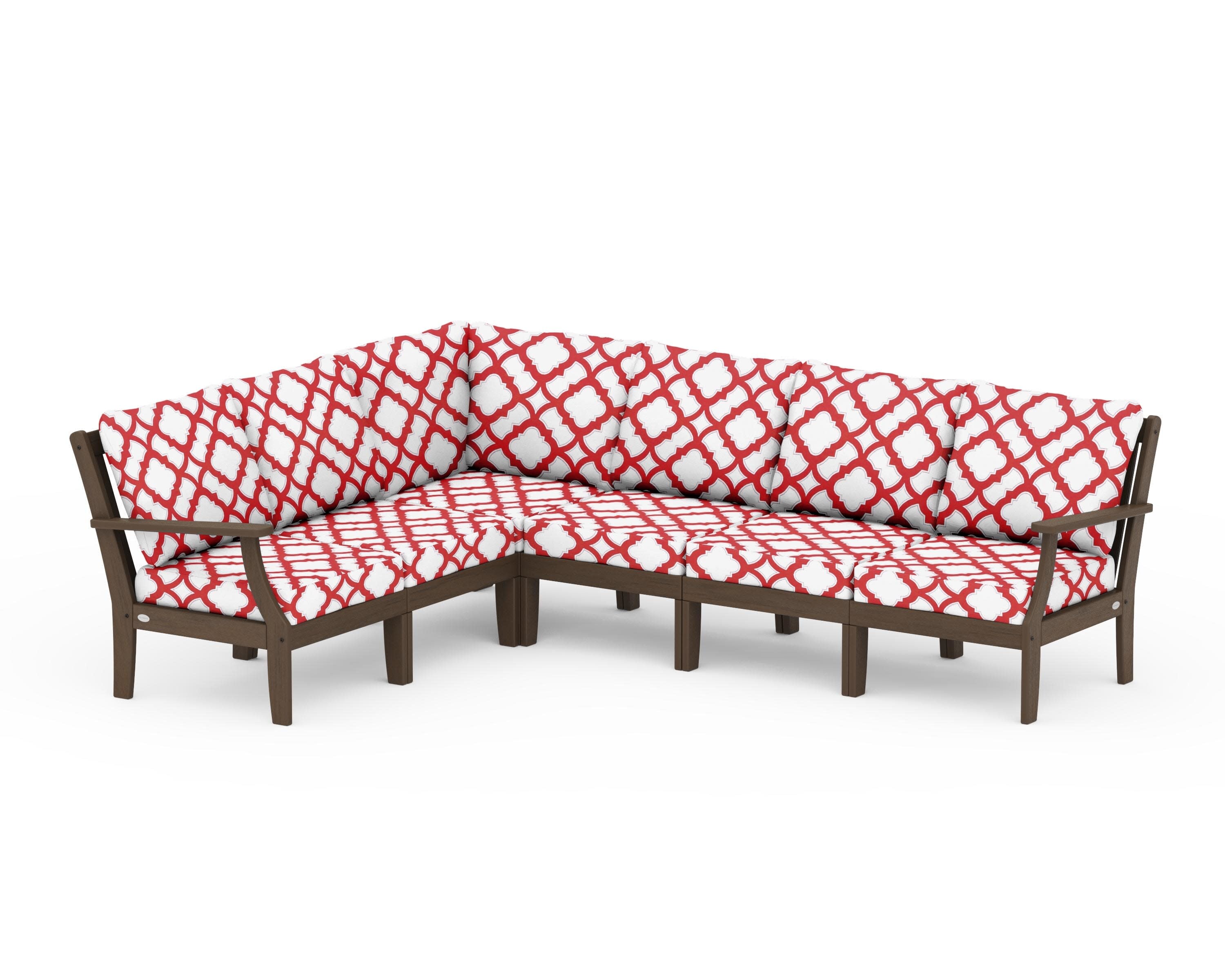 Braxton Modular 6-Piece Deep Seating Set in Kona / Trellis Crimson