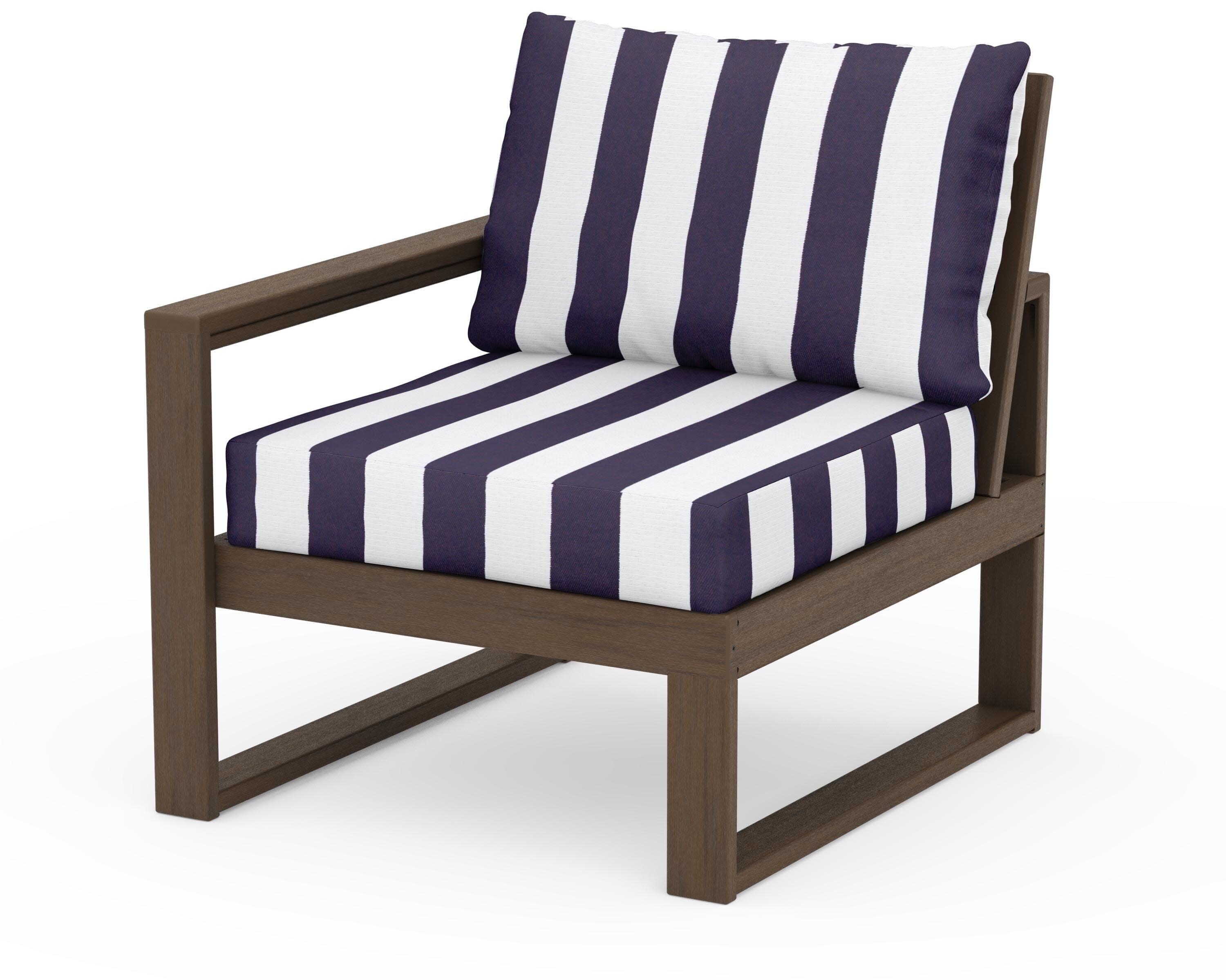 EDGE Modular Left Arm Chair in Kona / Cabana Stripe Navy