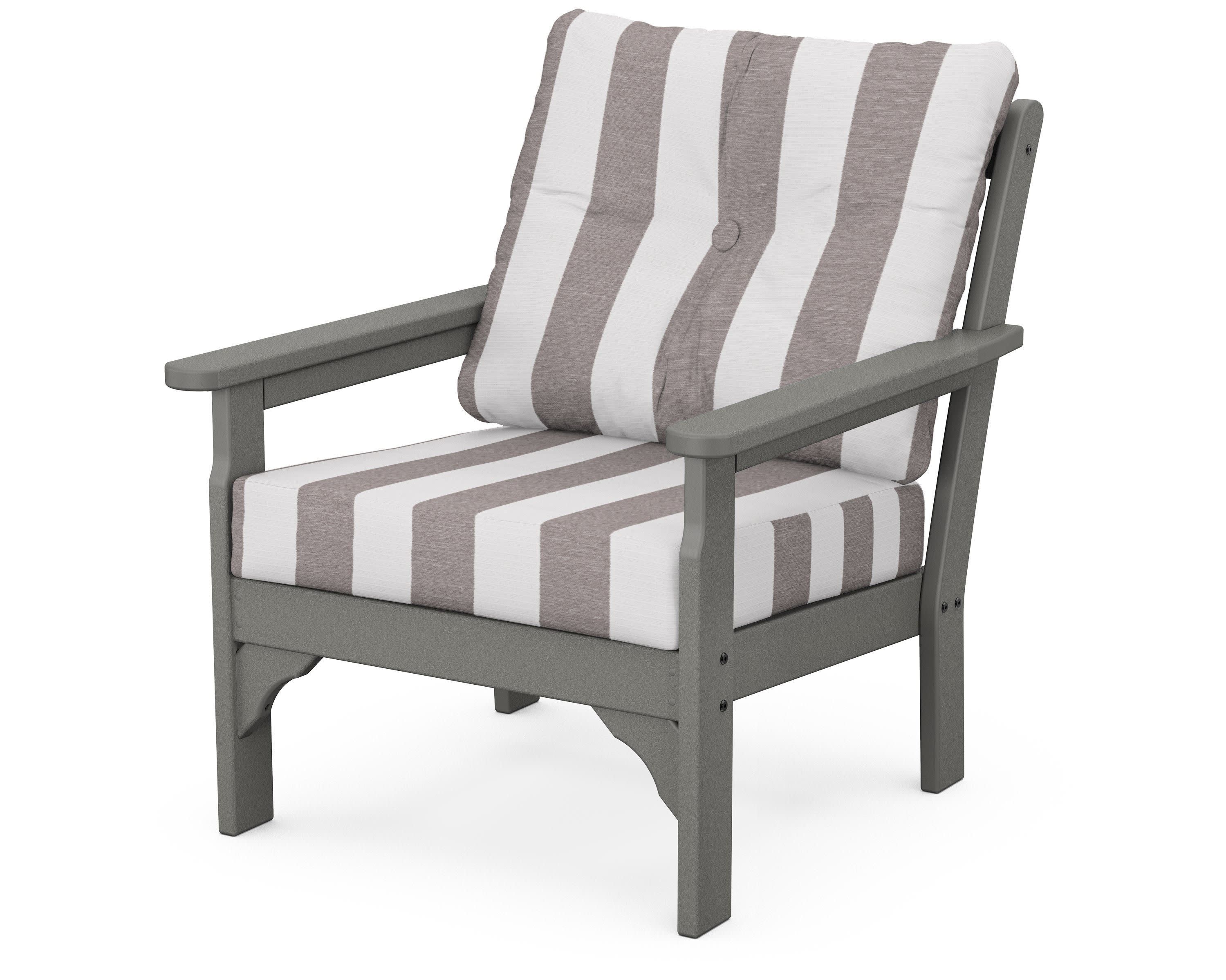 Vineyard Deep Seating Chair in Slate Grey / Cabana Stripe Grey Mist