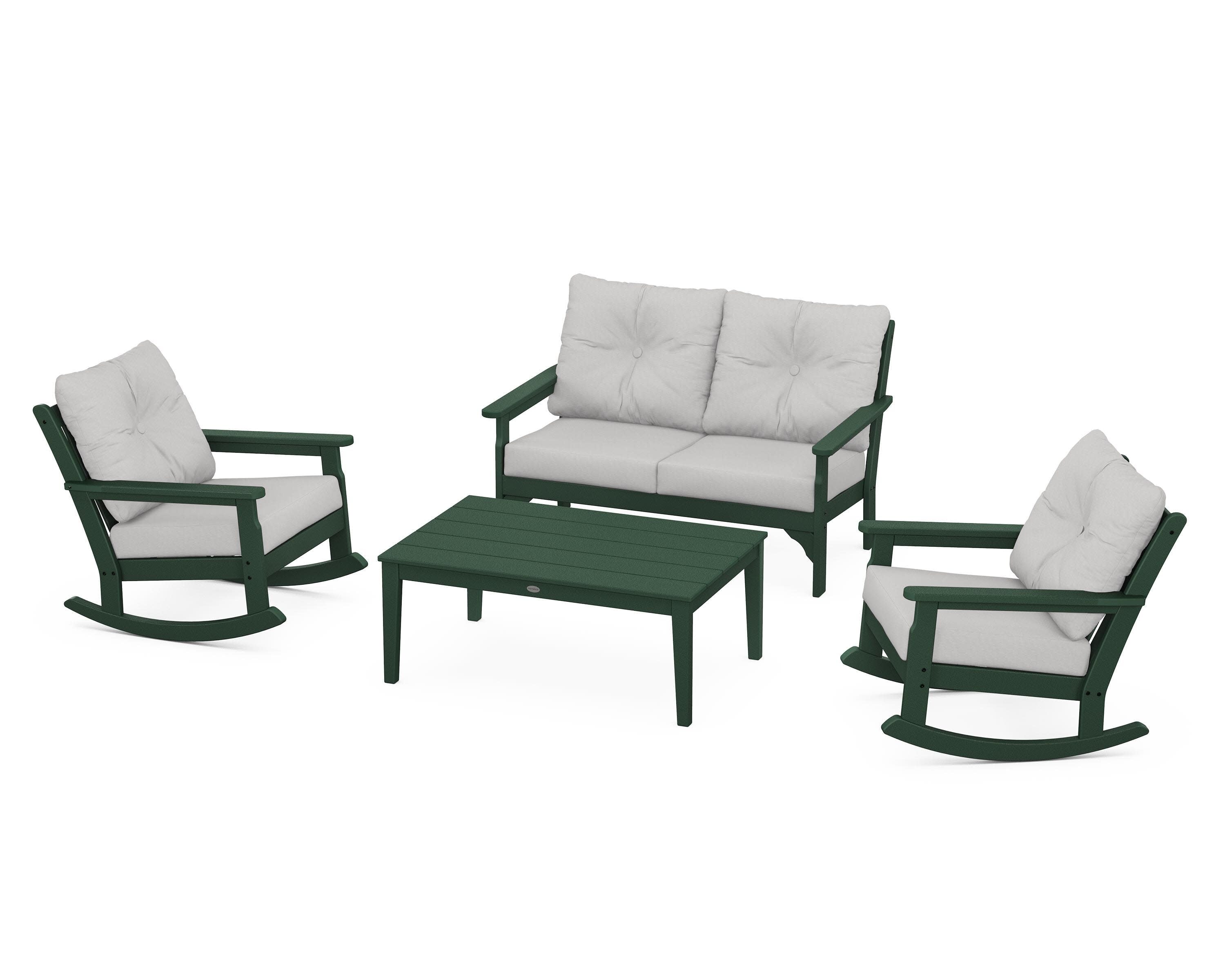 Vineyard 4-Piece Deep Seating Rocking Chair Set in Green / Diamond in the Rough