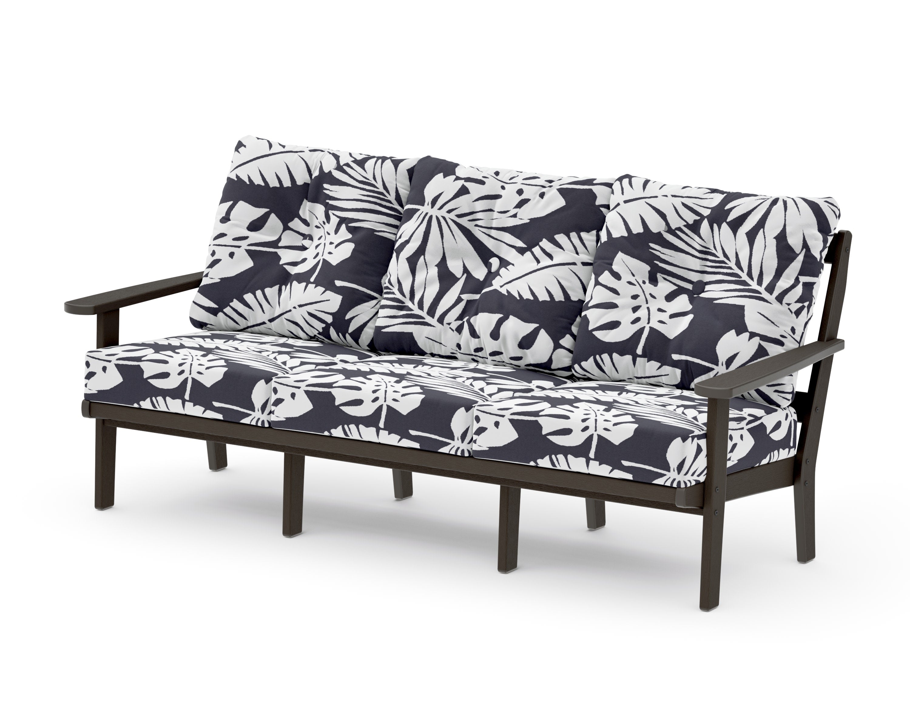 Mission Deep Seating Sofa in Vintage Coffee / Leaf Navy
