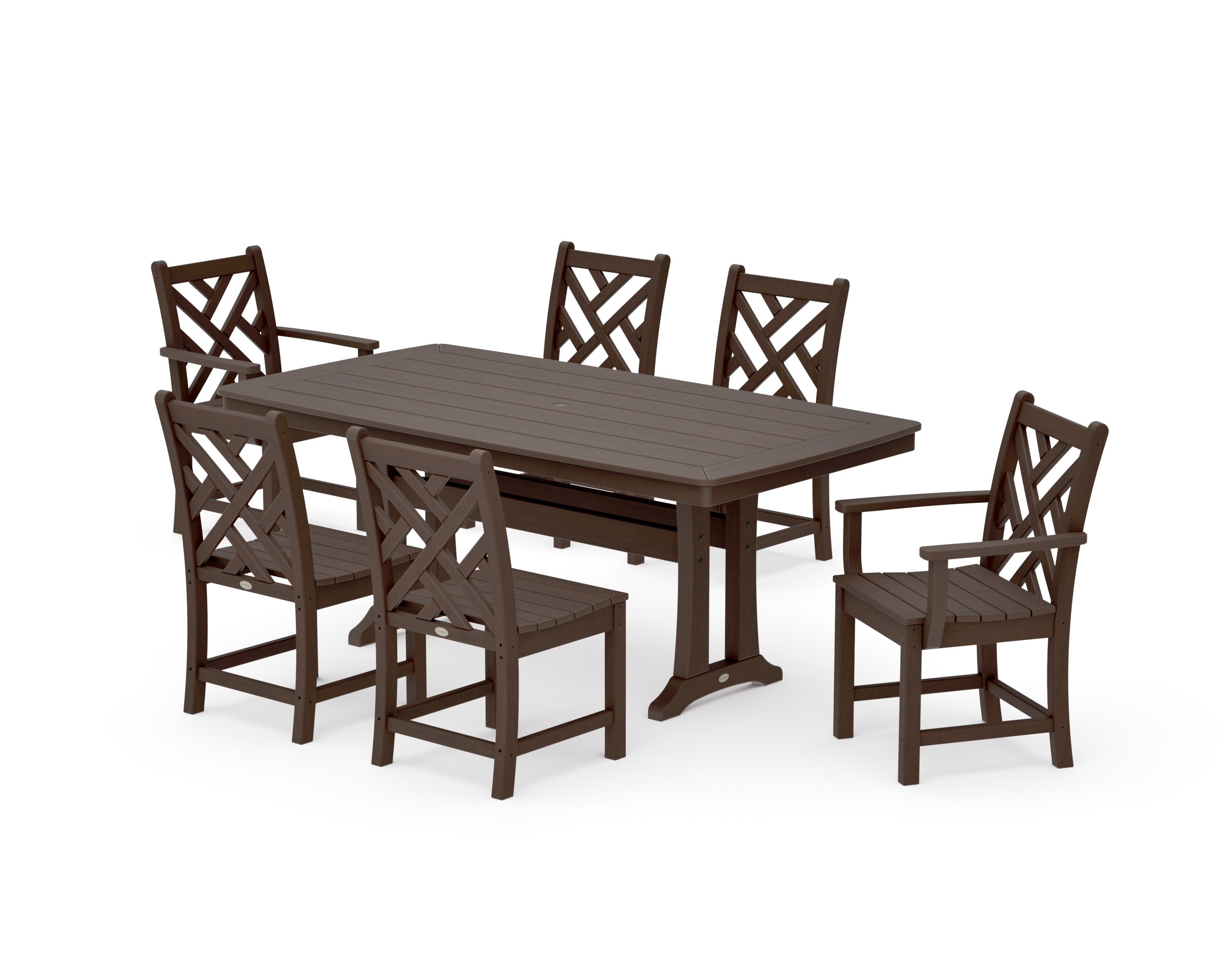 Chippendale 7-Piece Dining Set with Trestle Legs in Kona