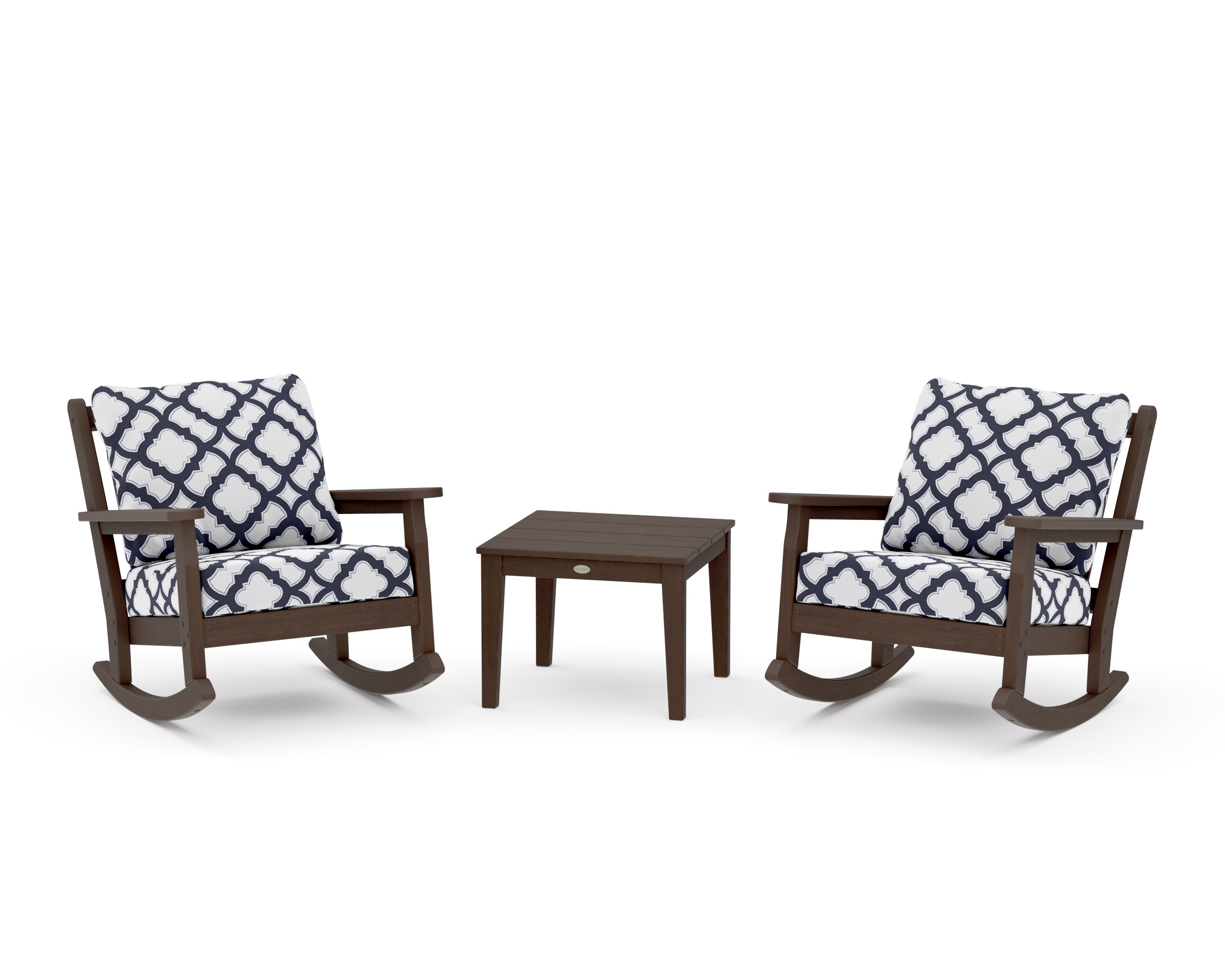 Chippendale 3-Piece Deep Seating Rocker Set in Kona / Trellis Navy