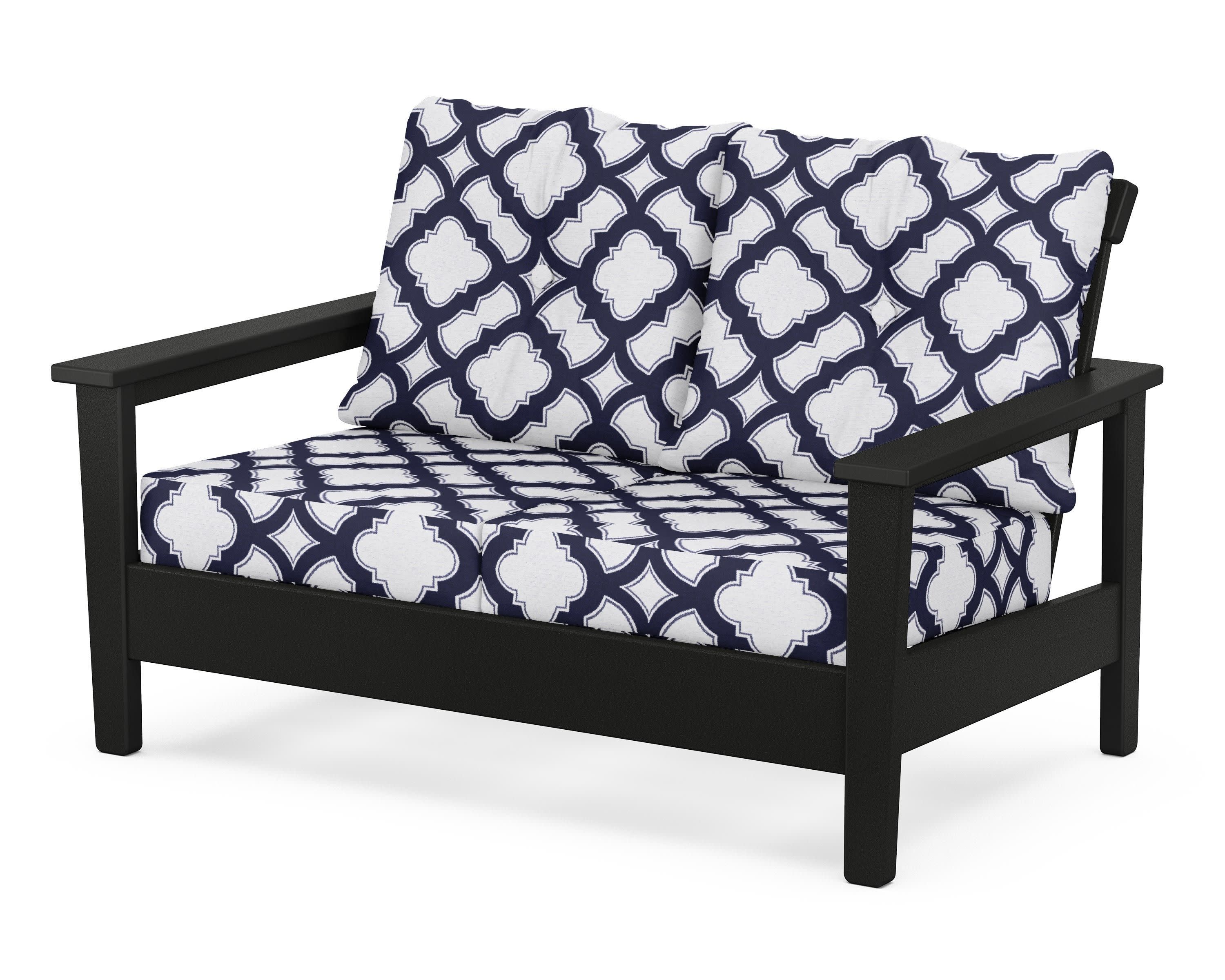 Prescott Deep Seating Loveseat in Black / Trellis Navy