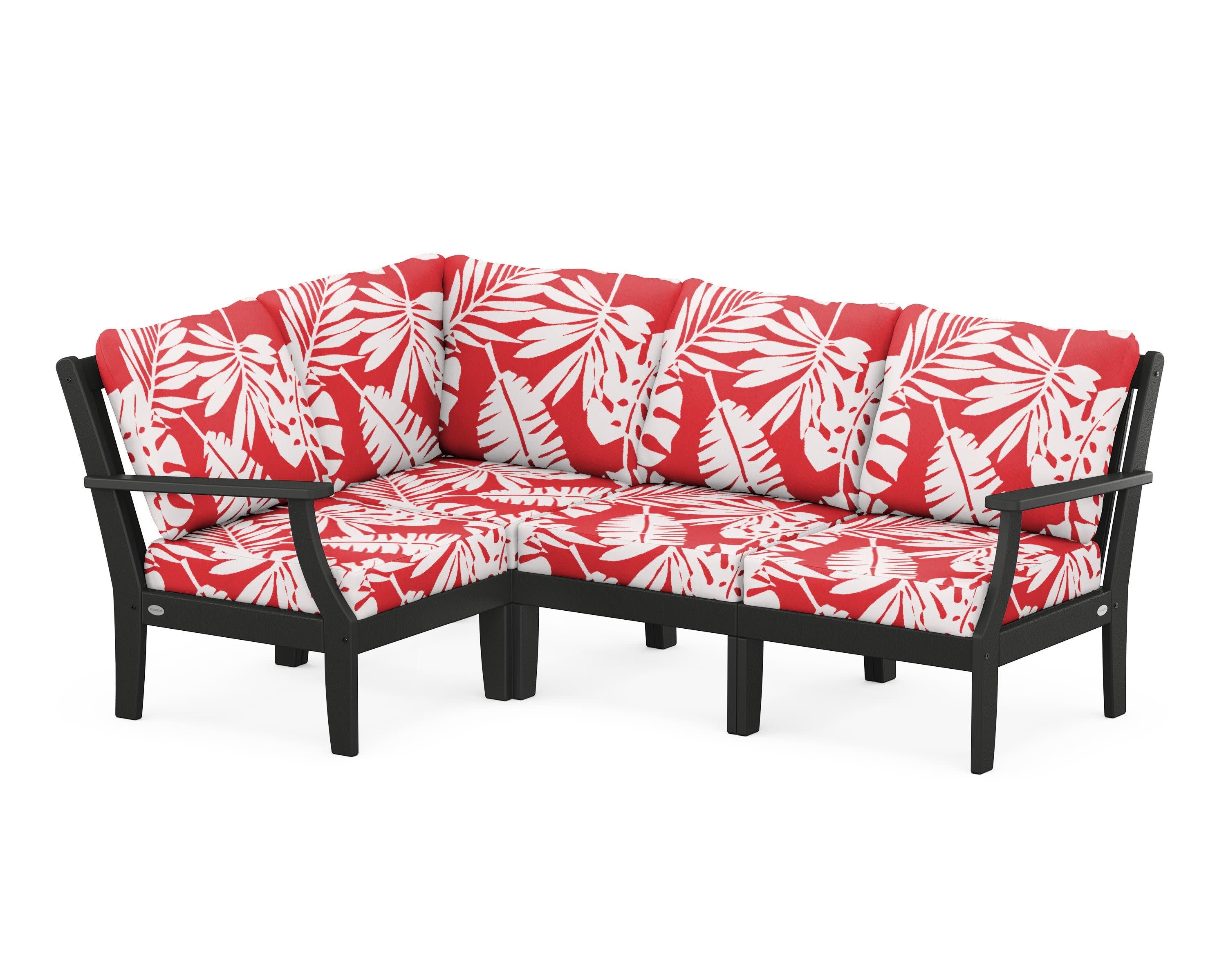 Braxton Modular 4-Piece Deep Seating Set in Black / Leaf Crimson
