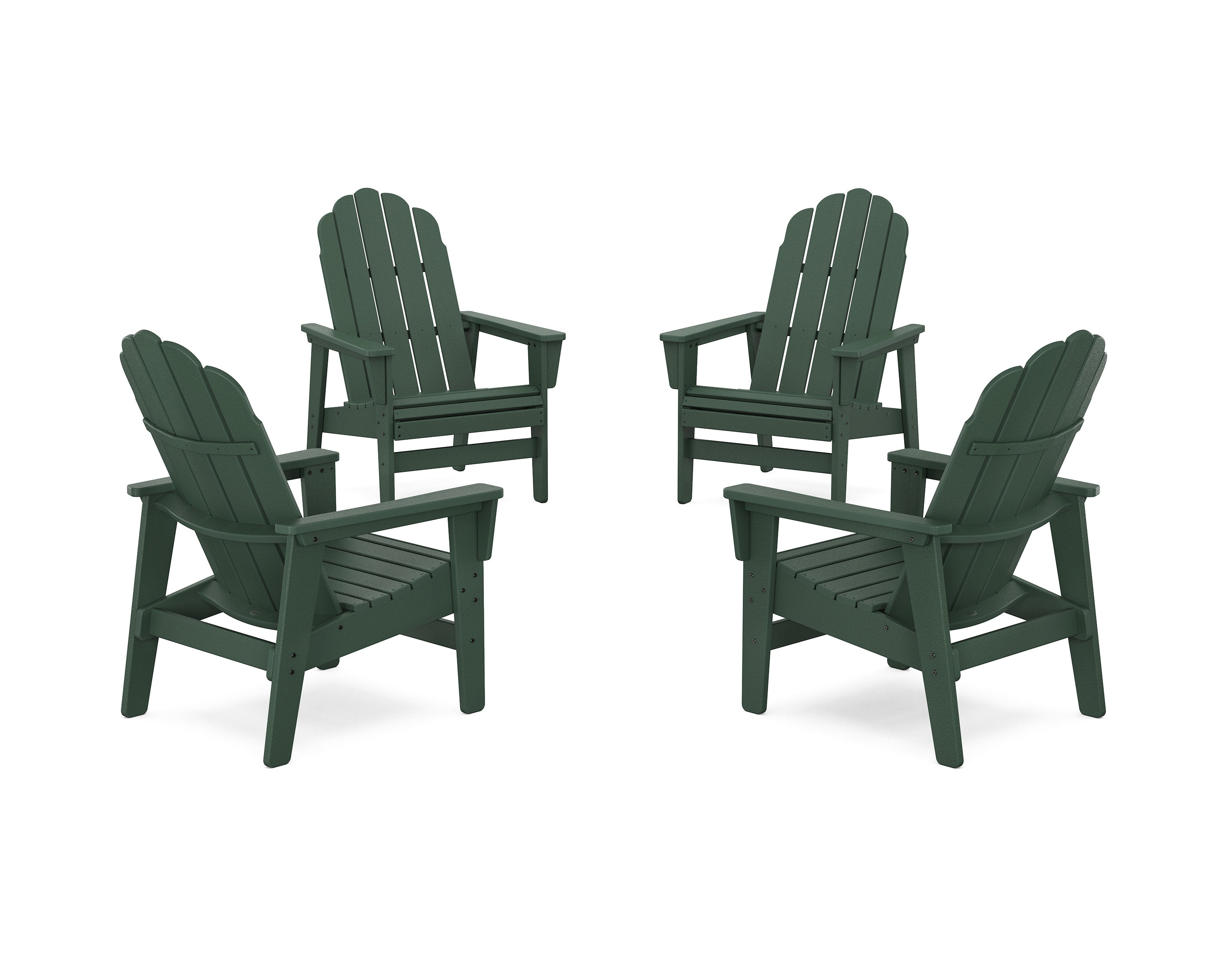 4-Piece Vineyard Grand Upright Adirondack Chair Conversation Set in Green