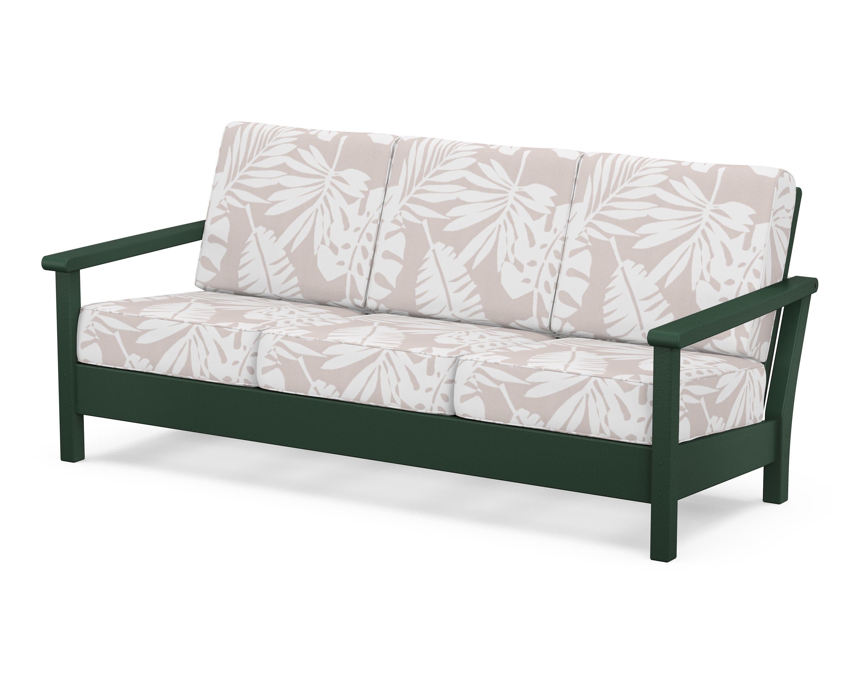 Harbour Deep Seating Sofa in Green / Leaf Dune Burlap