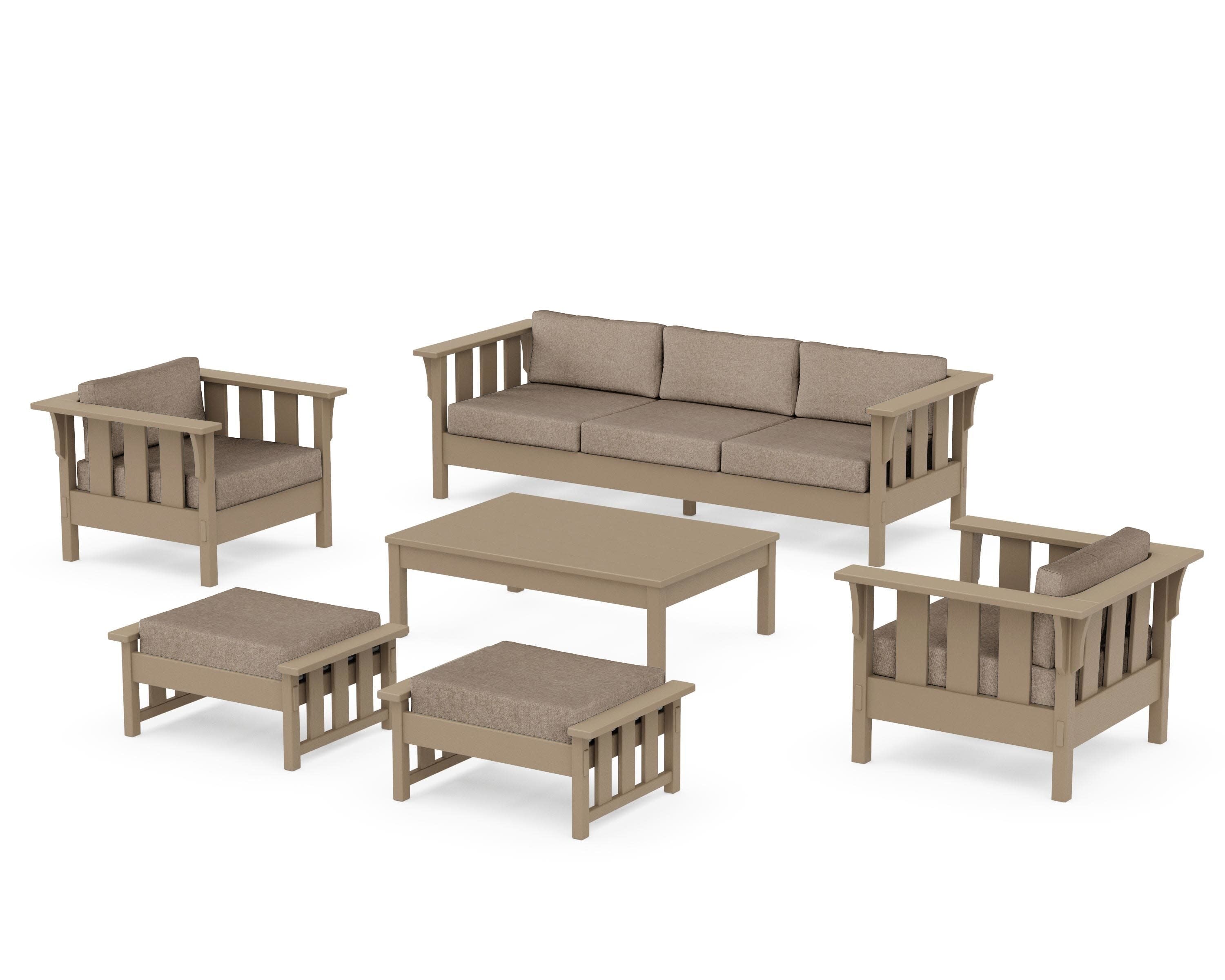 Acadia 6-Piece Lounge Sofa Set in Vintage Sahara / Spiced Burlap
