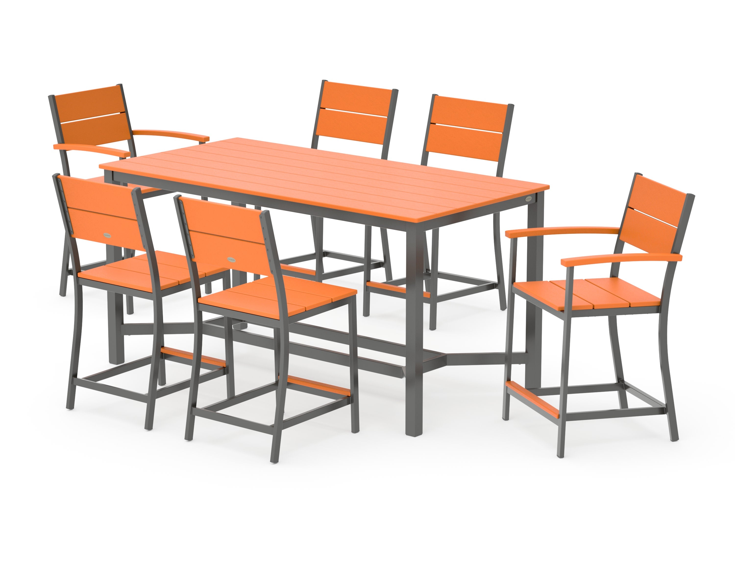 Main Street 7-Piece Counter Set in Charcoal / Tangerine