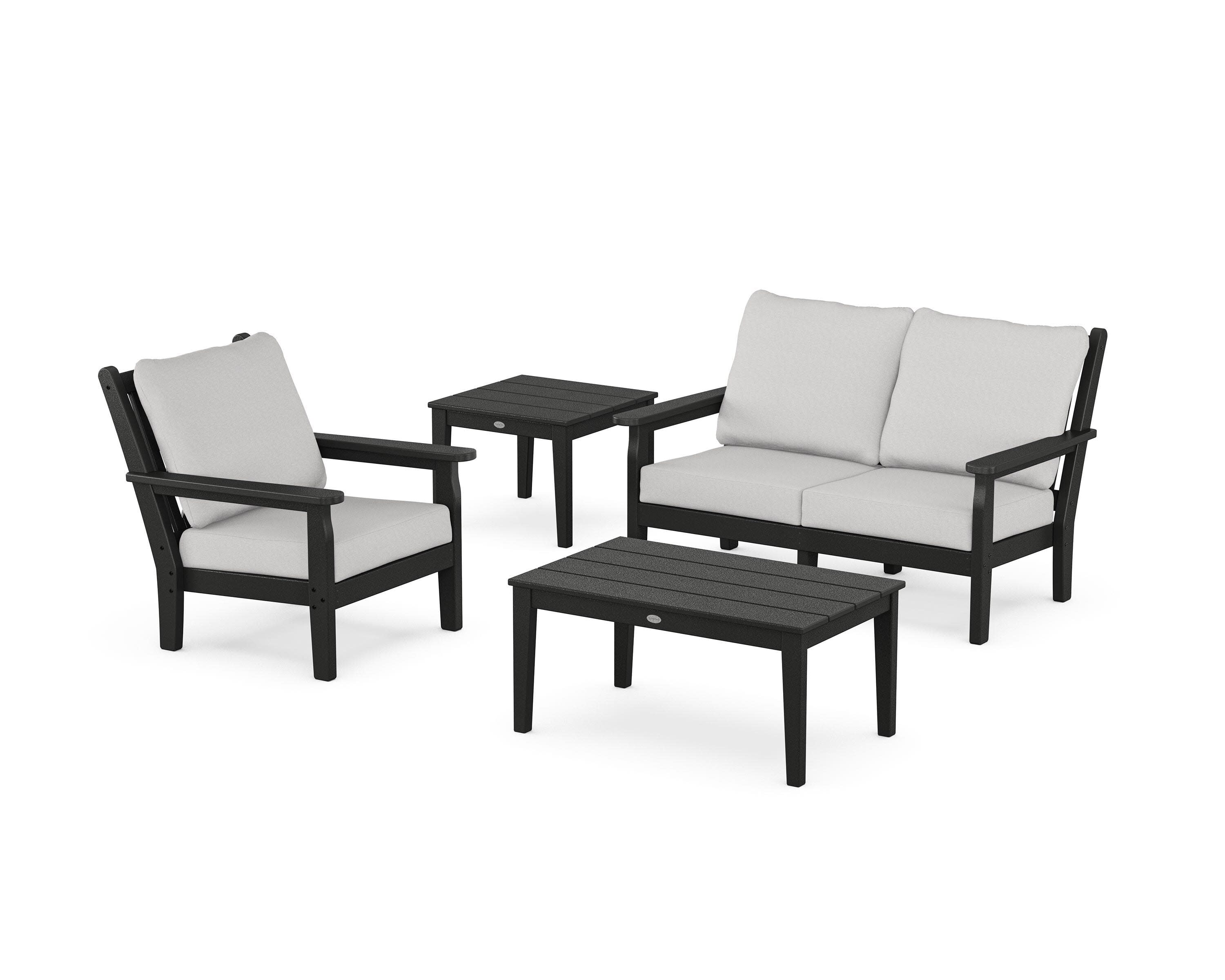 Chippendale 4-Piece Deep Seating Set in Black / Diamond in the Rough