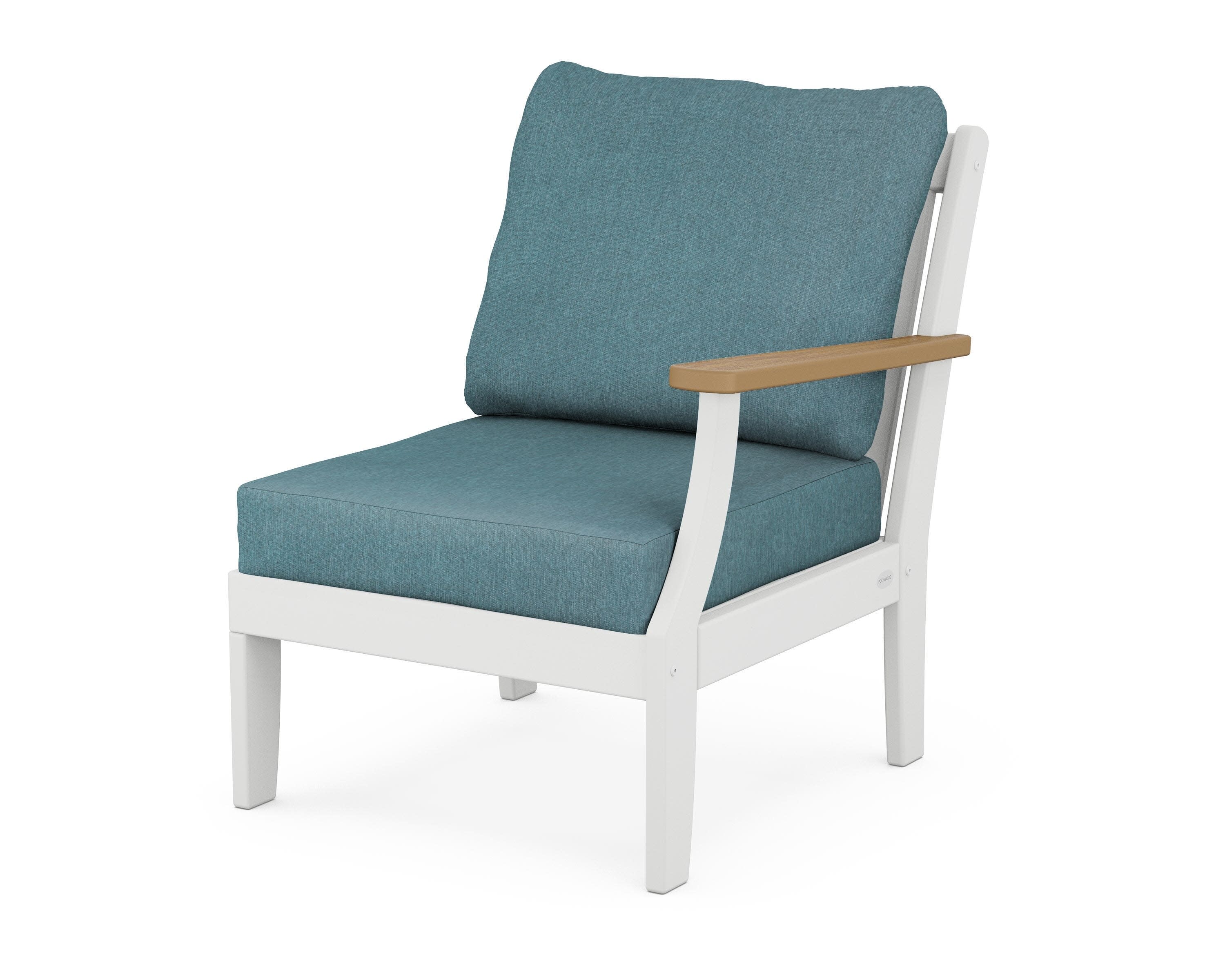 Braxton Modular Right Arm Chair in White / Natural / Ocean Teal