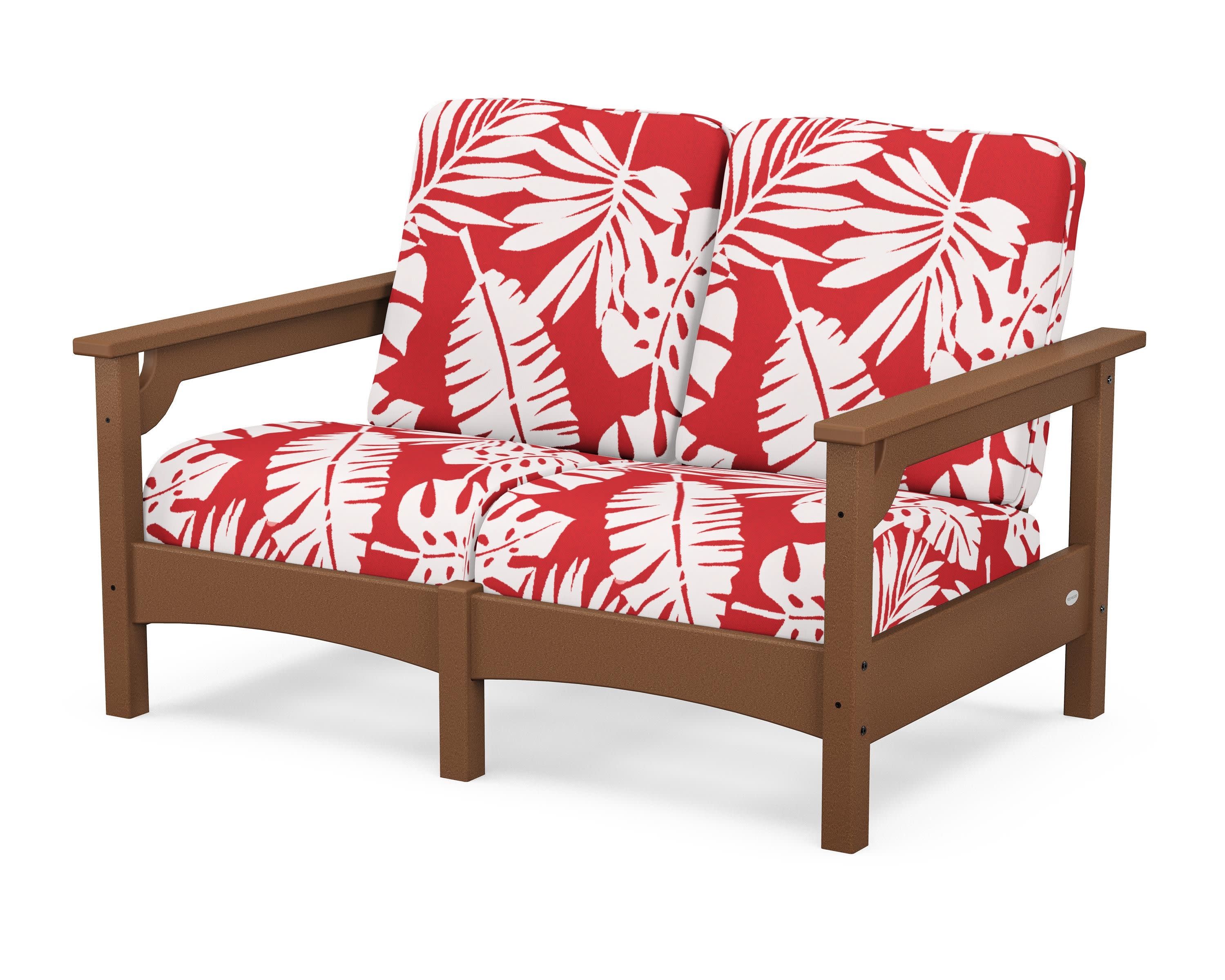 Club Loveseat in Teak / Leaf Crimson