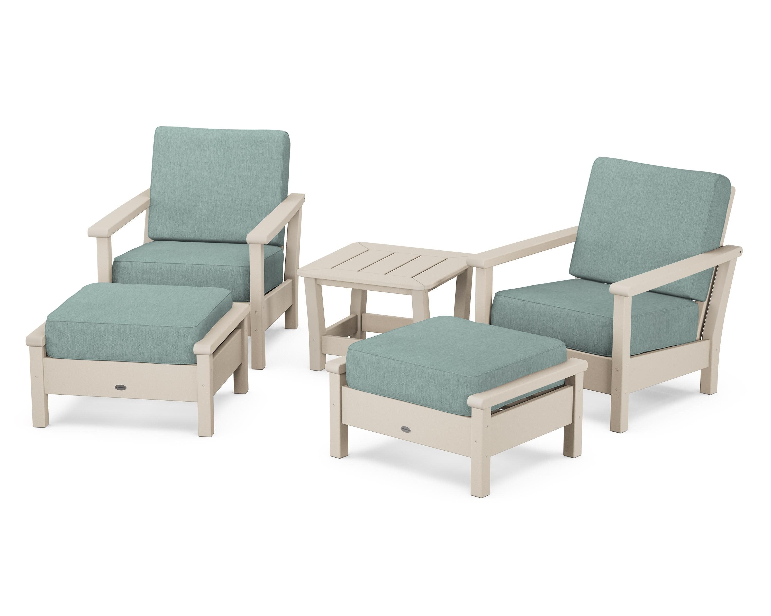 Harbour 5-Piece Deep Seating Chair Set in Sand / Glacier Spa