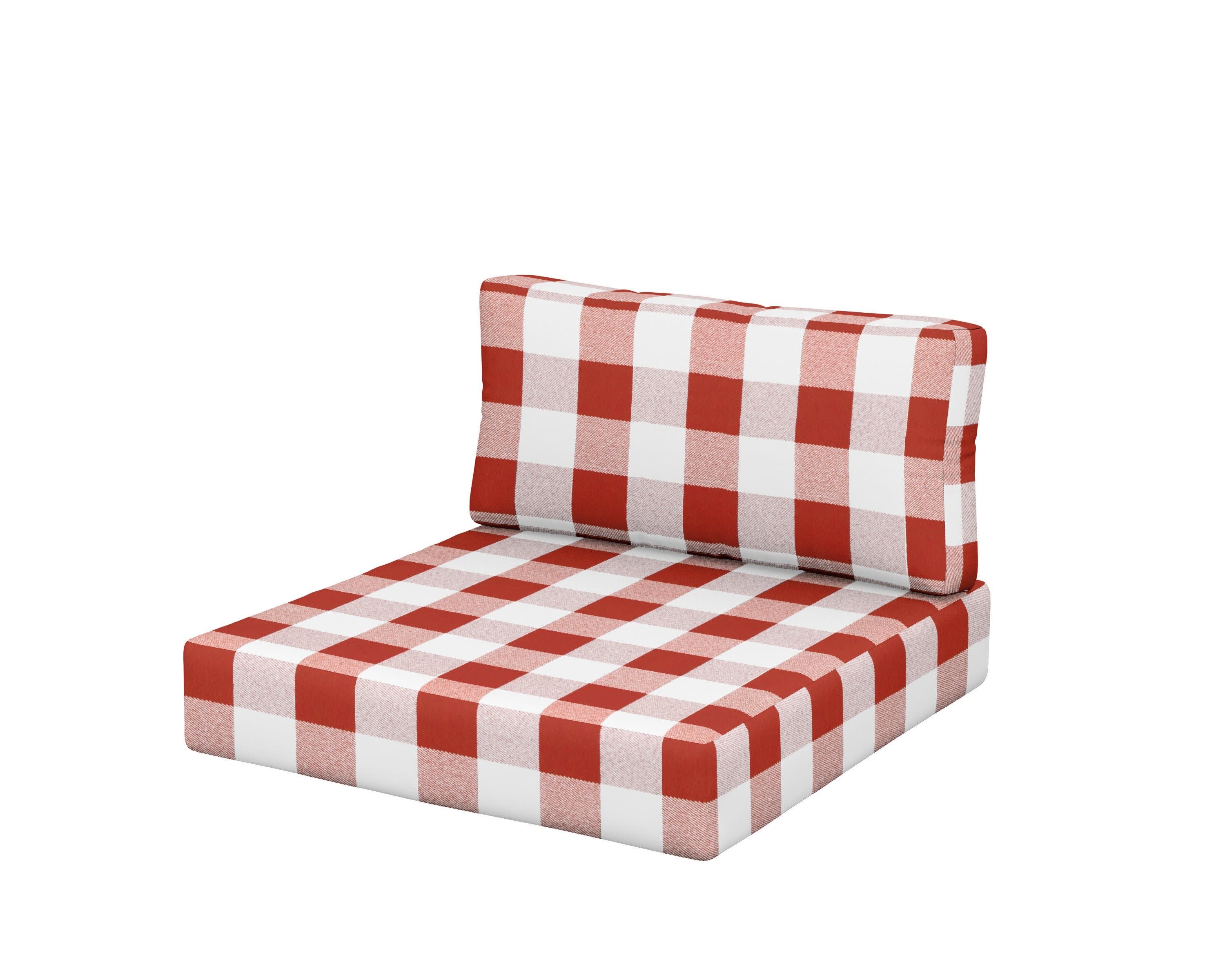 Acadia Back/Seat Cushion Set in Buffalo Plaid Crimson