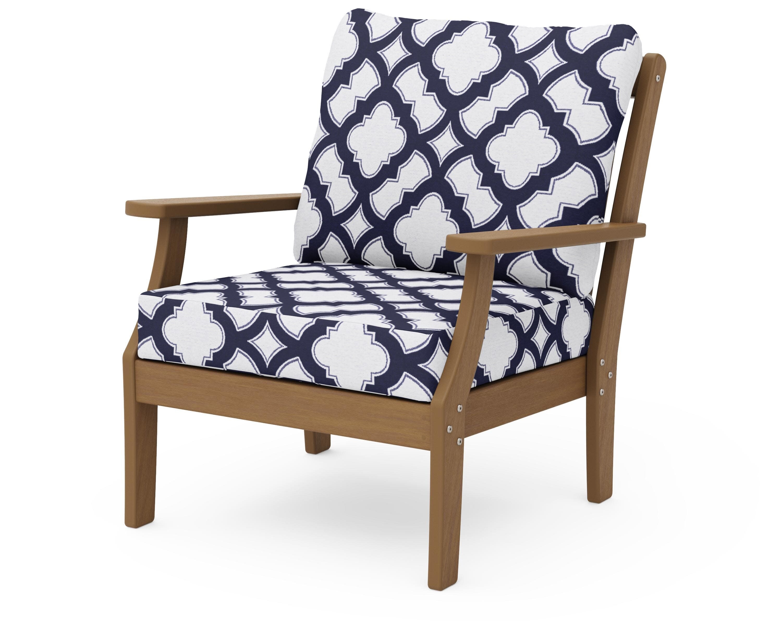 Braxton Deep Seating Chair in Natural / Trellis Navy