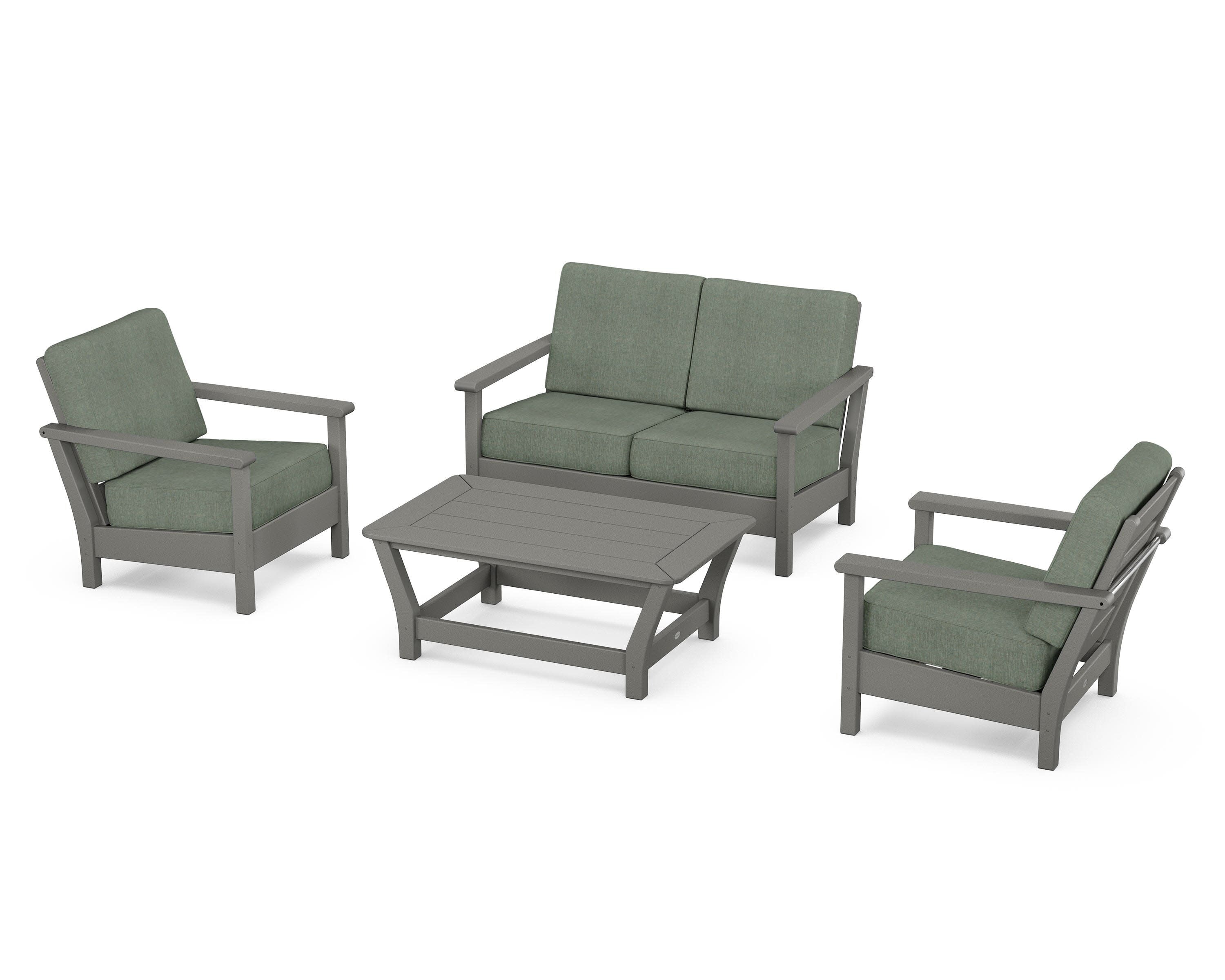 Harbour 4-Piece Deep Seating Set in Slate Grey / Cast Sage