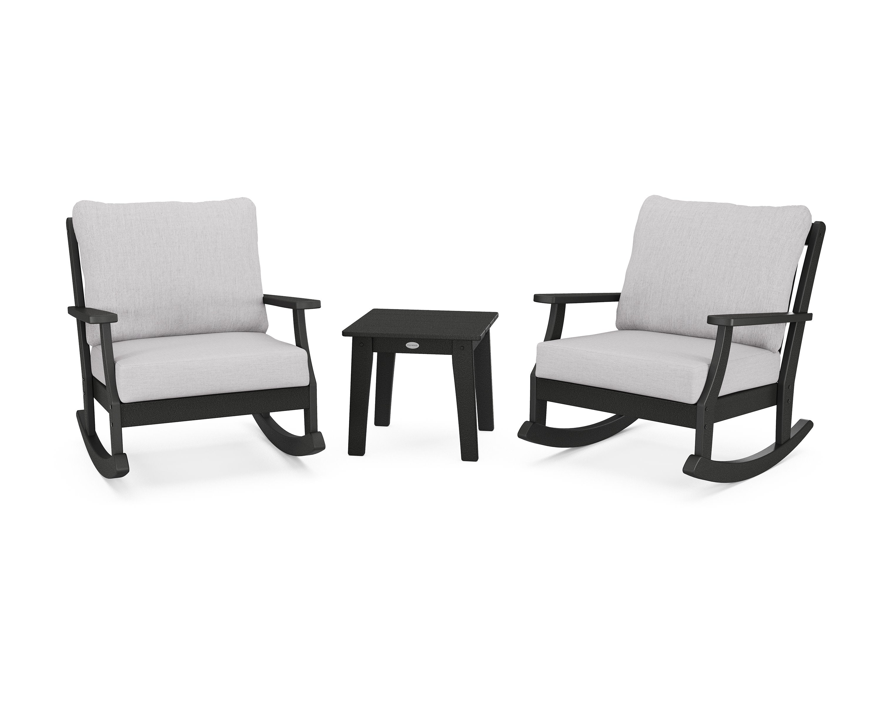 Braxton 3-Piece Deep Seating Rocker Set in Black / Granite