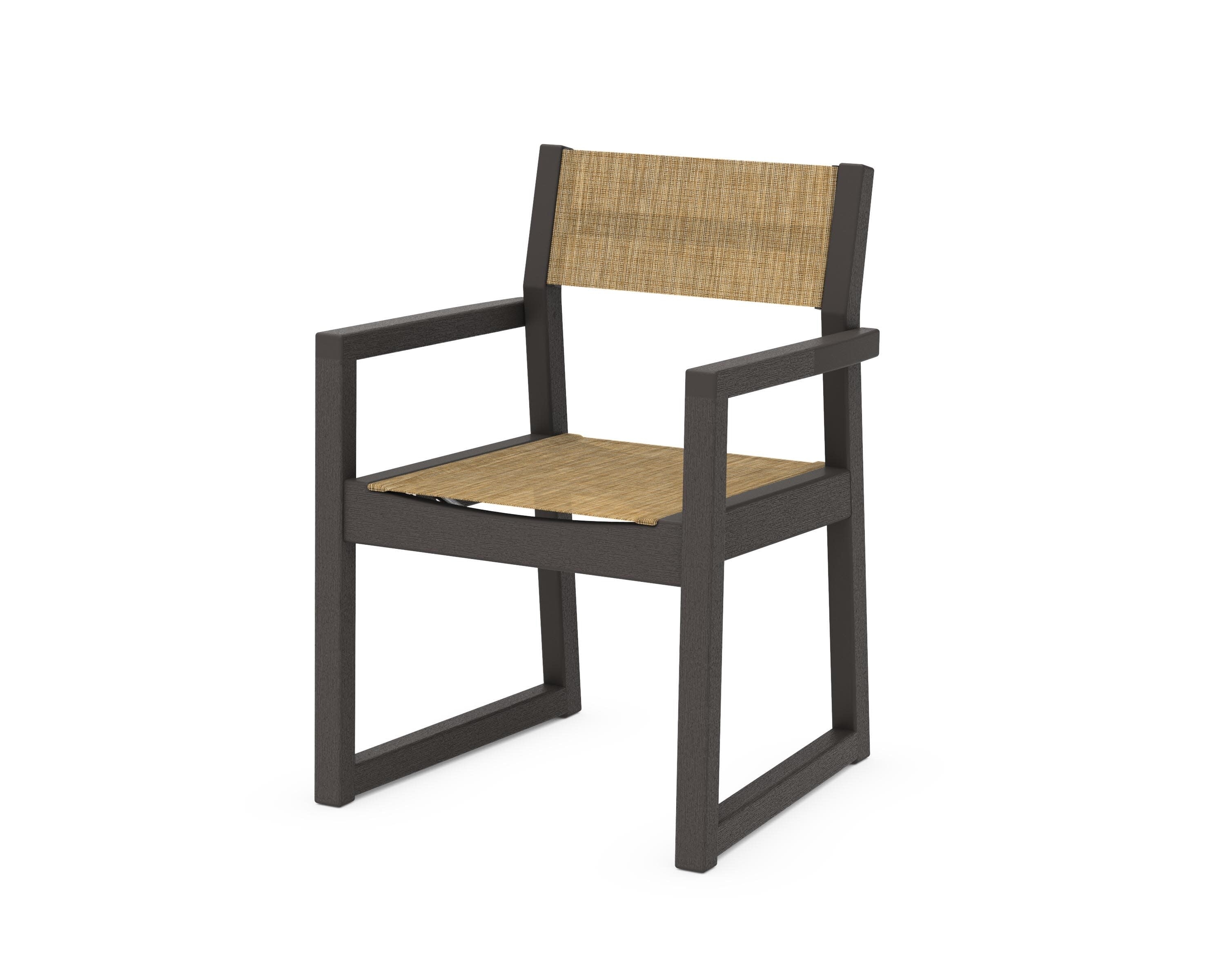 EDGE Sling Dining Arm Chair in Vintage Coffee / Burlap Sling