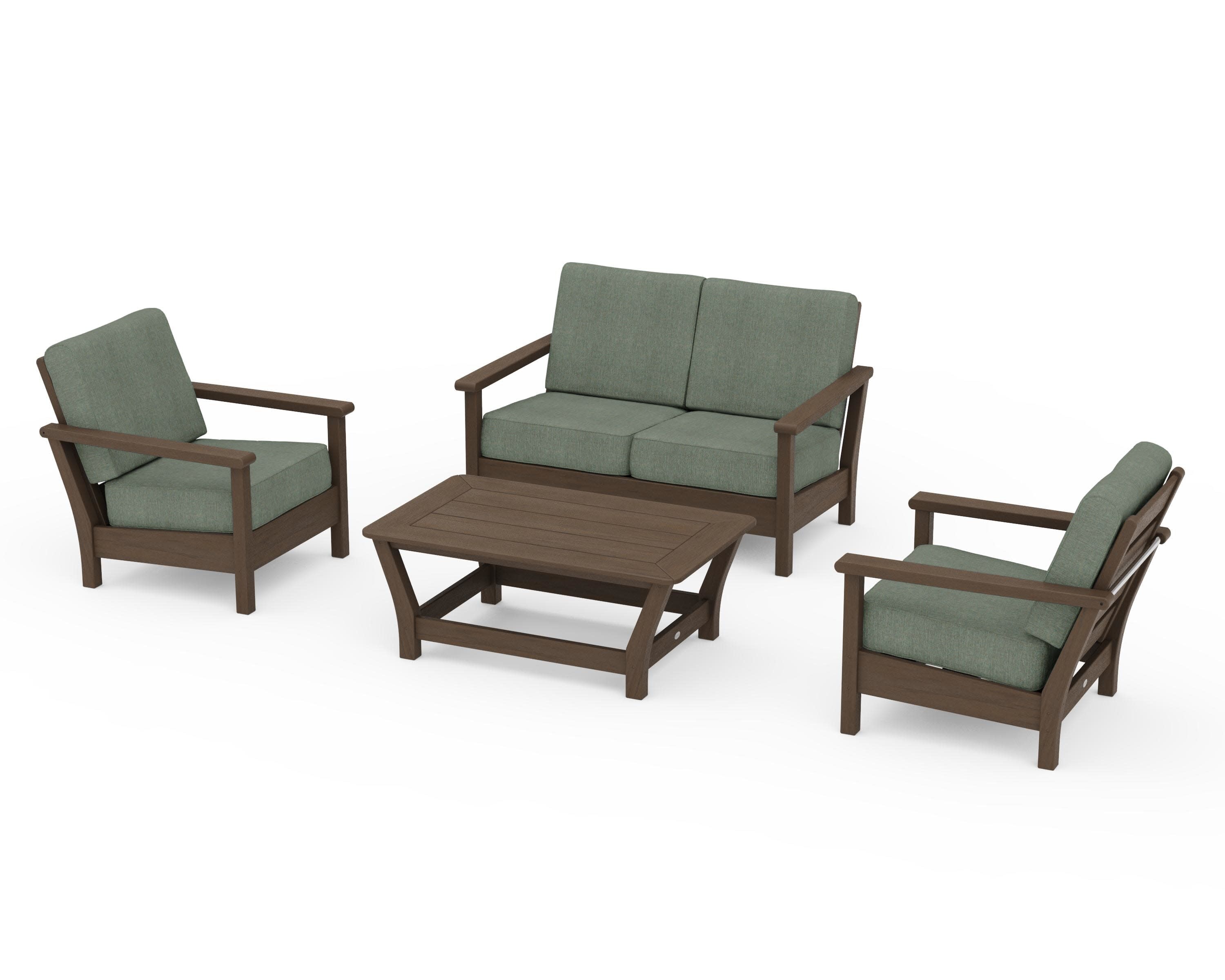 Harbour 4-Piece Deep Seating Set in Kona / Cast Sage