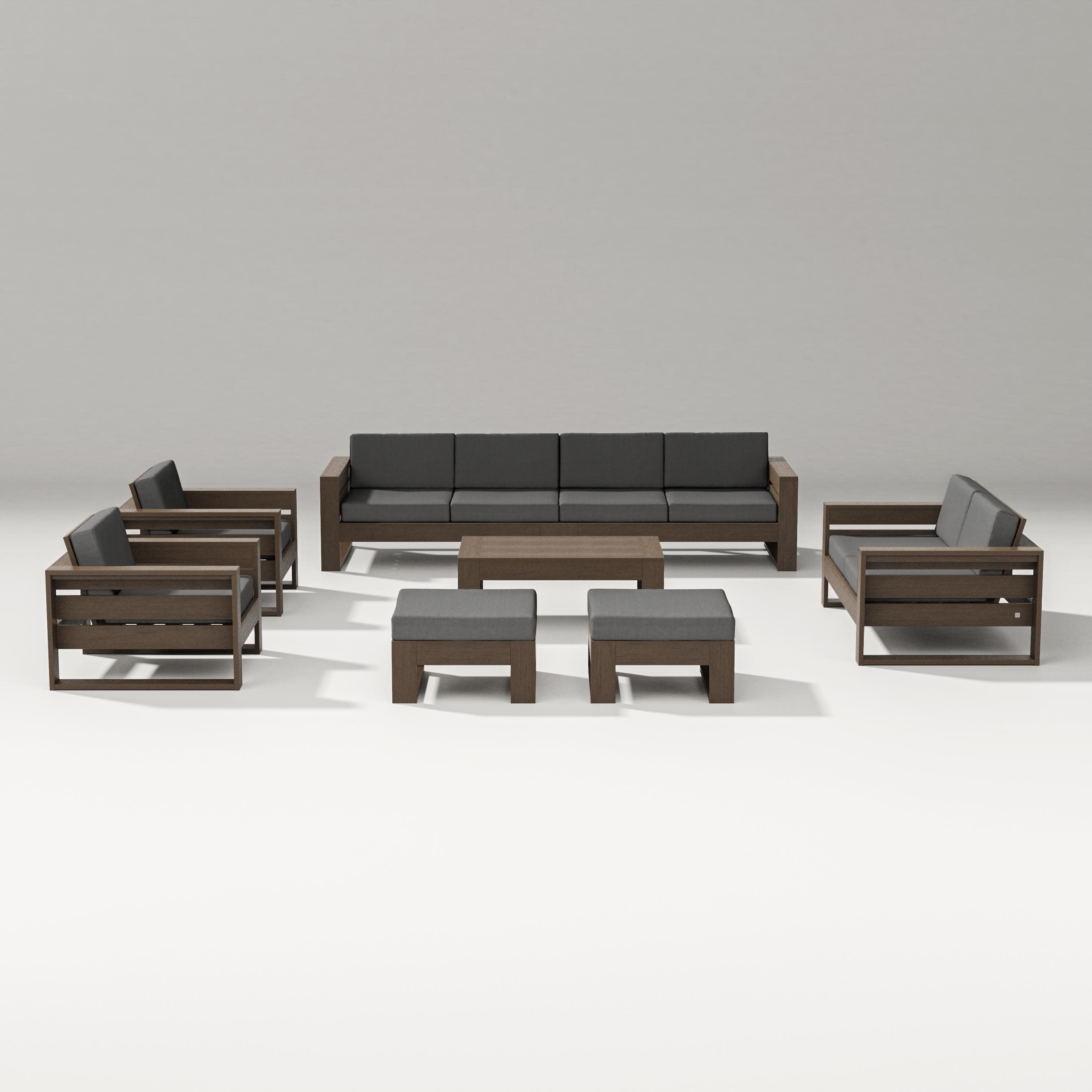 Latitude 8-Piece Lounge Sofa Set in Kona / Spectrum Carbon