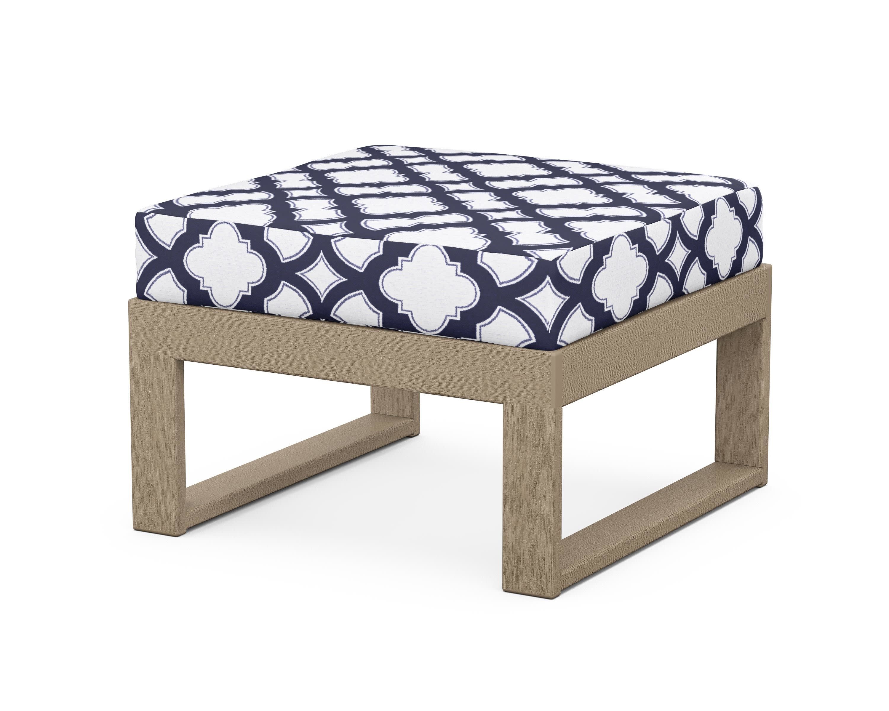 Modular Ottoman - Modern in Vintage Sahara / Trellis Navy