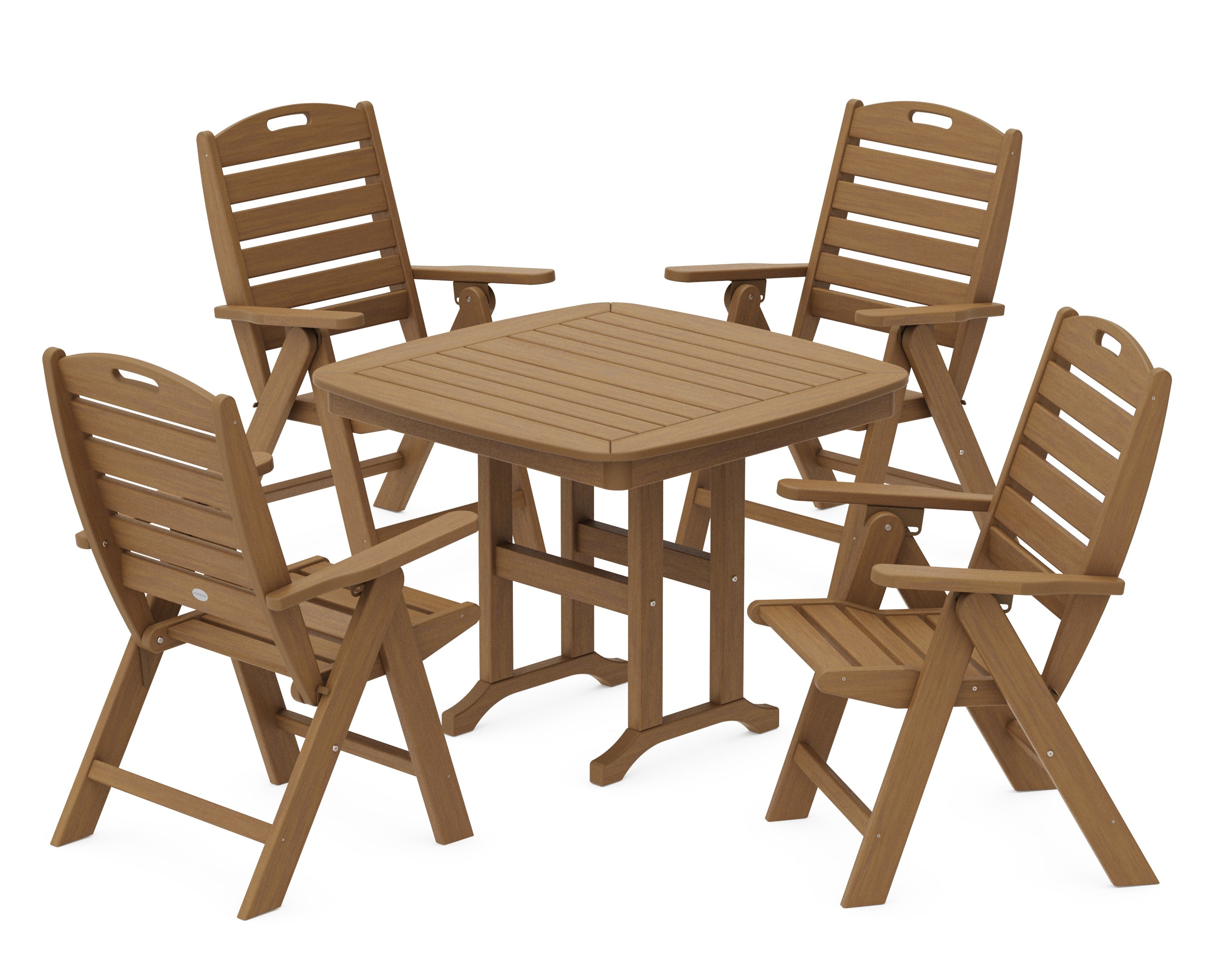 Nautical Folding Highback Chair 5-Piece Dining Set in Natural