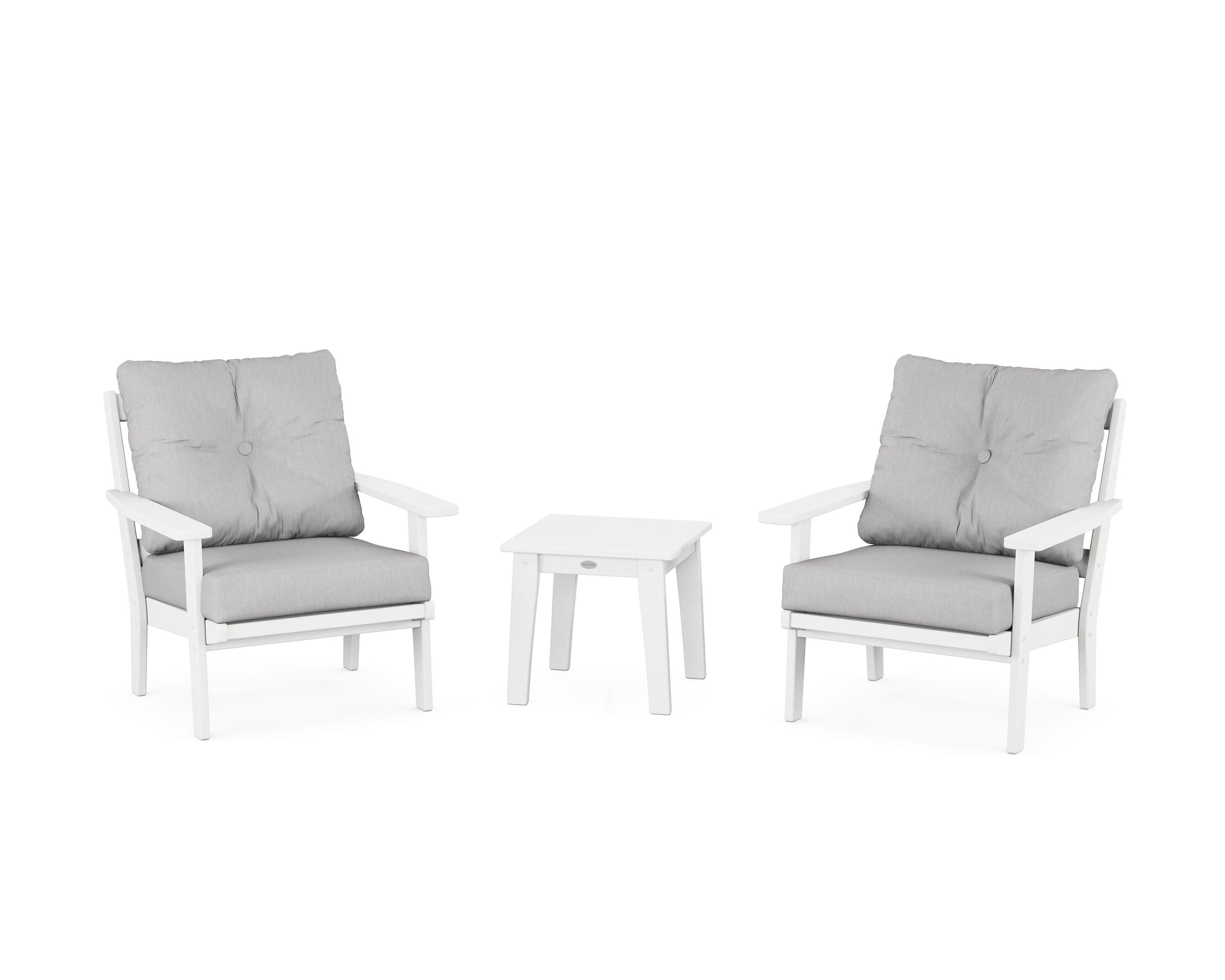 Oxford 3-Piece Deep Seating Set in White / Granite