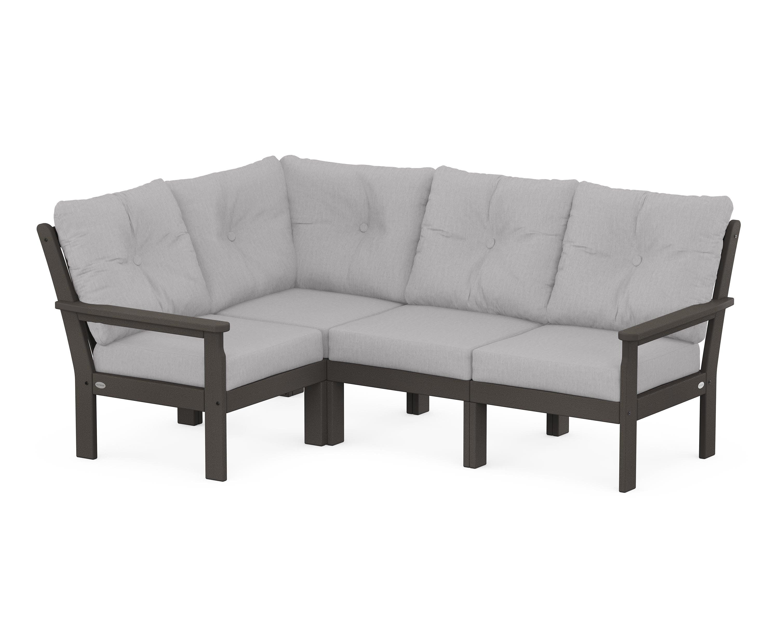 Vineyard 4-Piece Sectional in Vintage Coffee / Granite