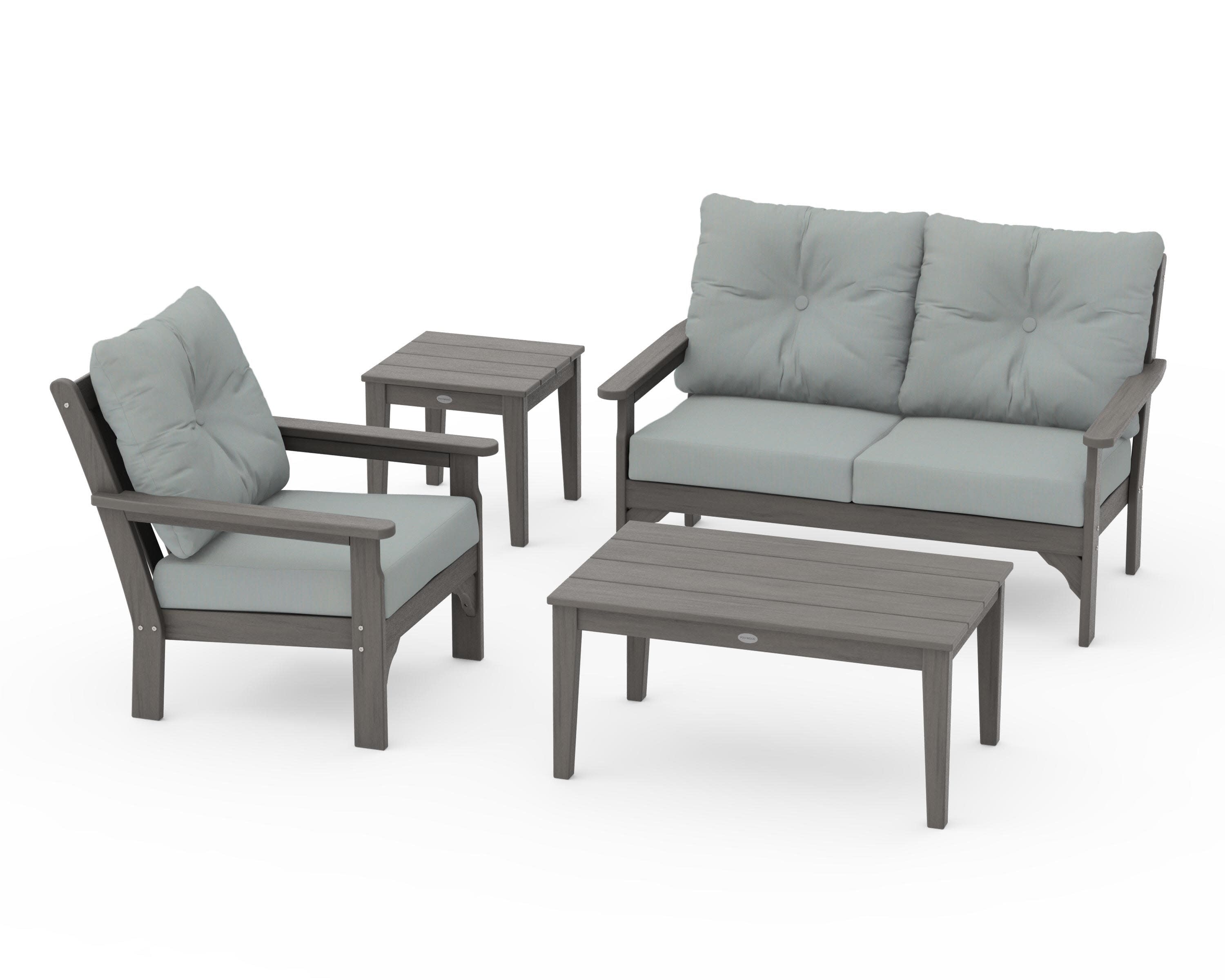 Vineyard 4-Piece Deep Seating Set in Driftwood / Spa