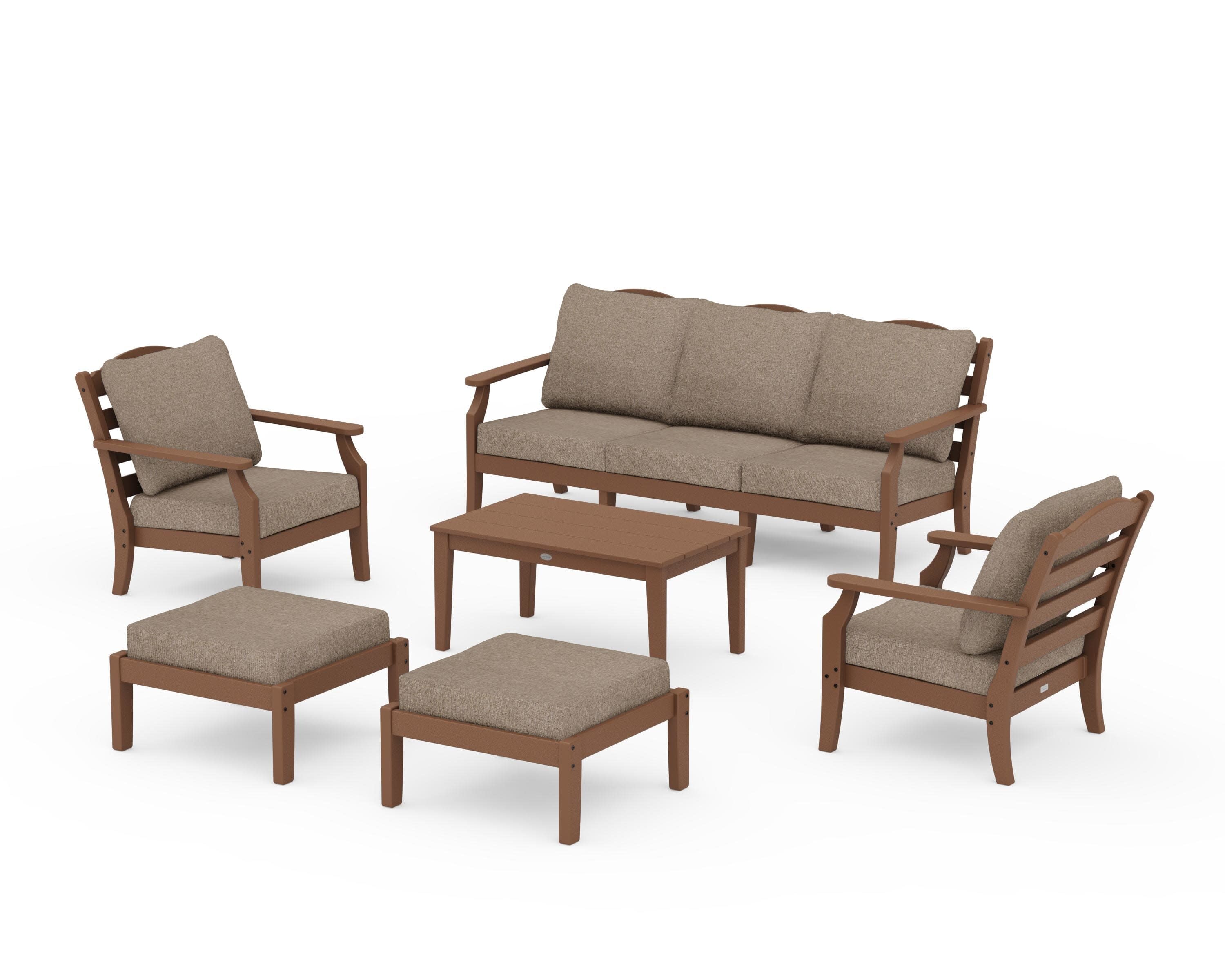 Savannah 6-Piece Lounge Sofa Set in Teak / Spiced Burlap