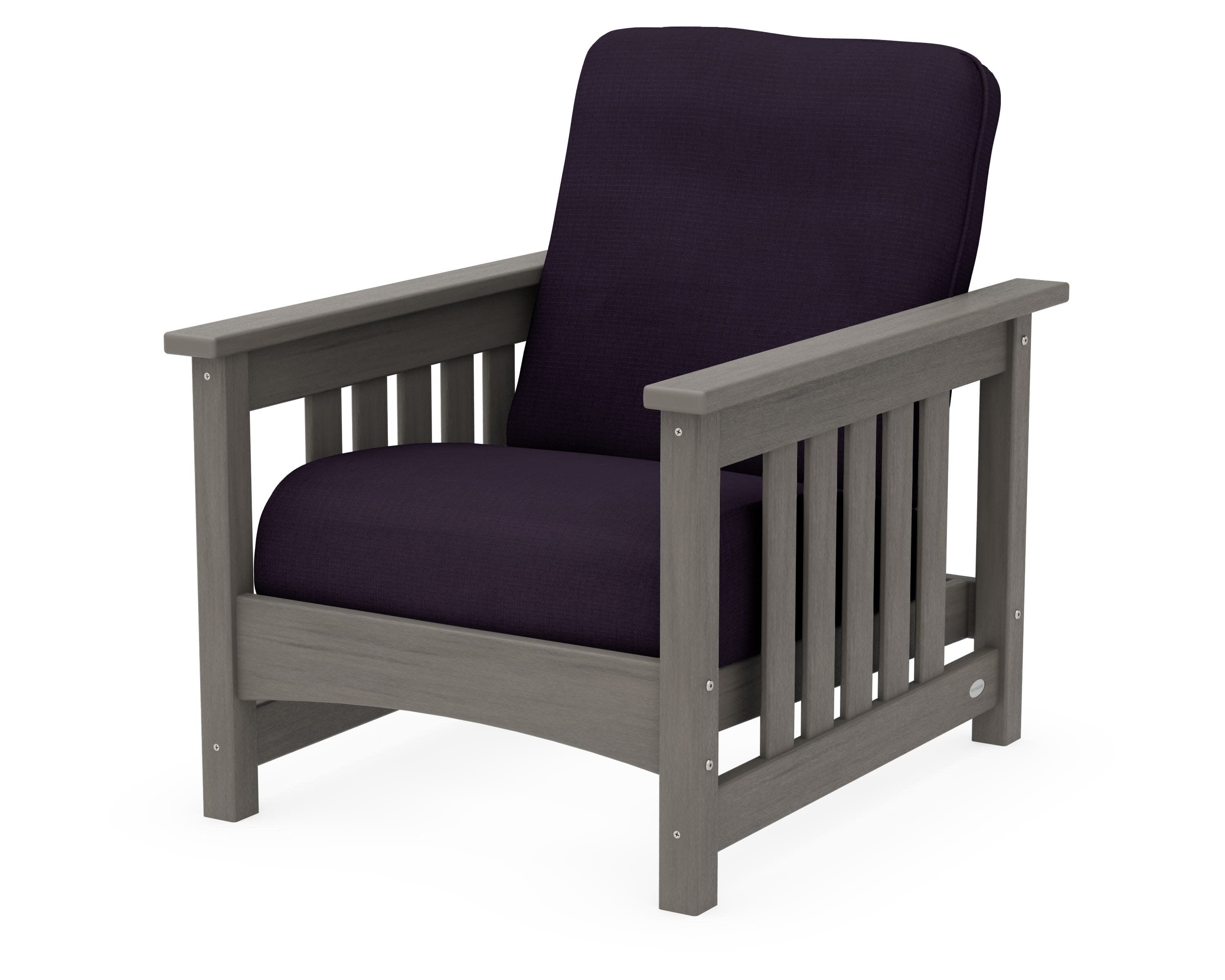 Club Mission Chair in Driftwood / Navy Linen