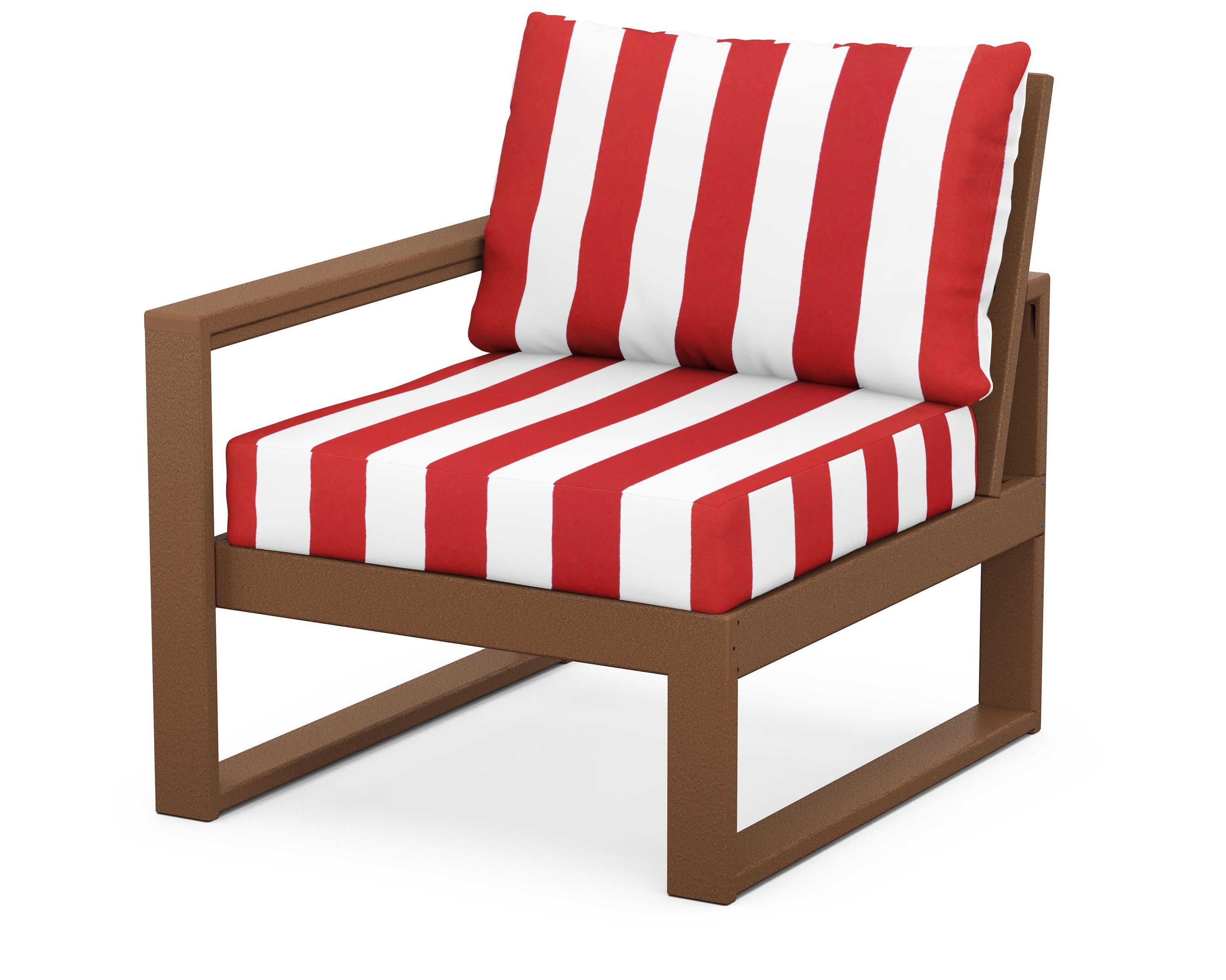 EDGE Modular Left Arm Chair in Teak / Cabana Stripe Crimson