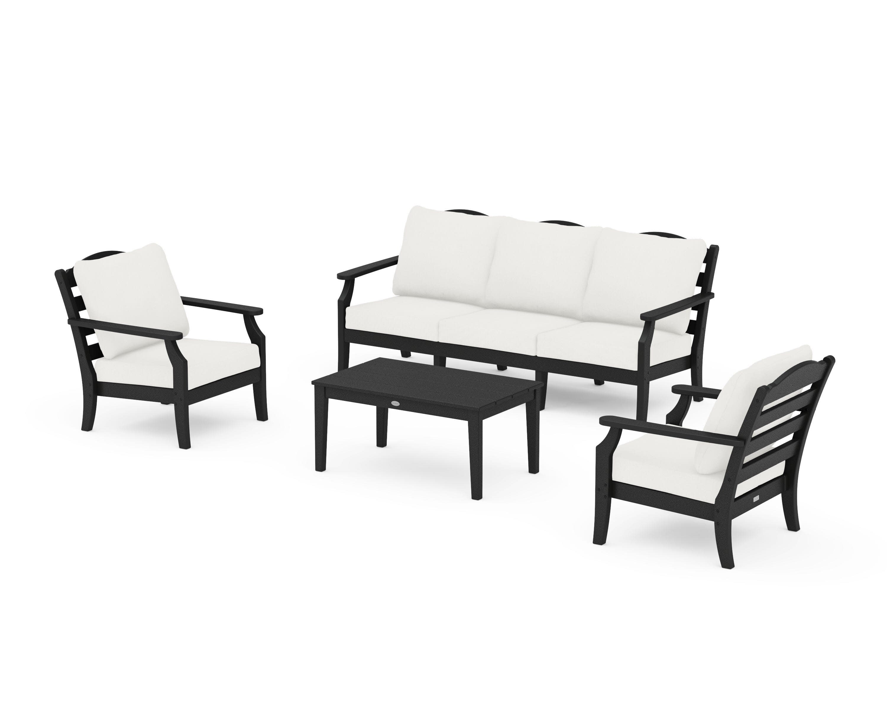 Savannah 4-Piece Deep Seating Set with Sofa in Black / Natural Linen