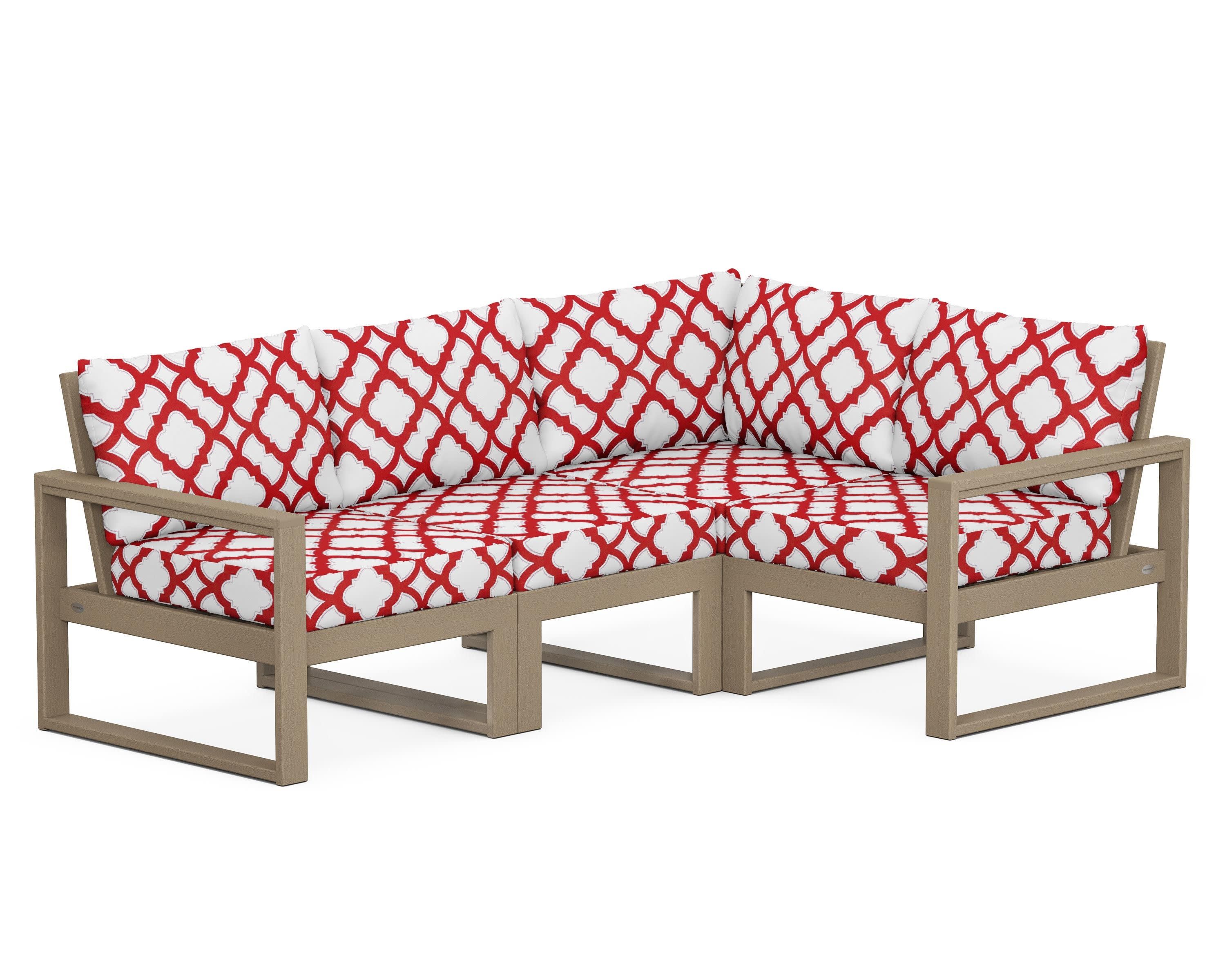 EDGE 4-Piece Modular Deep Seating Set in Vintage Sahara / Trellis Crimson