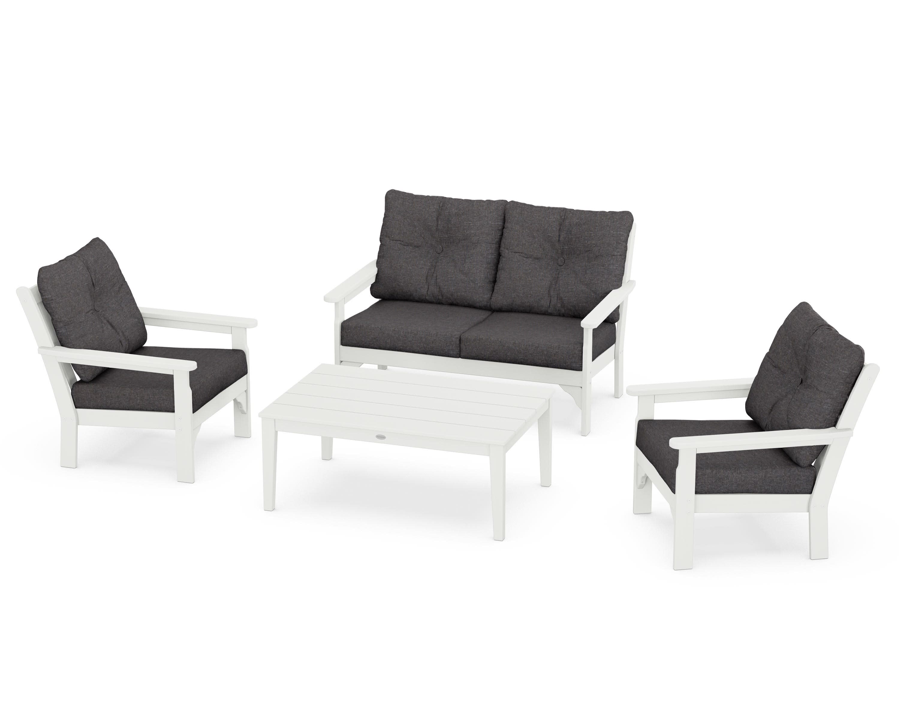 Vineyard 4-Piece Deep Seating Set in Vintage White / Ash Charcoal