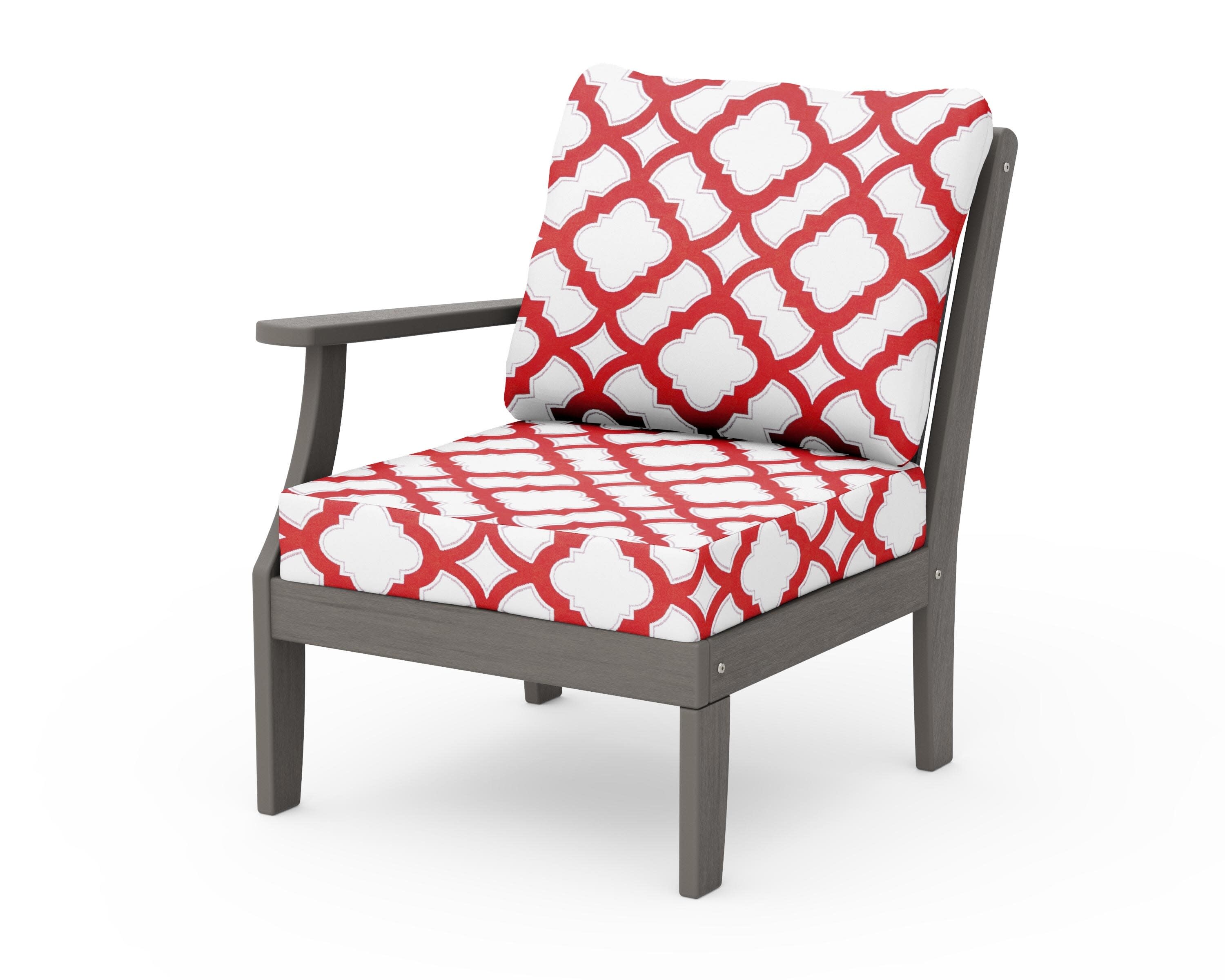 Braxton Modular Left Arm Chair in Driftwood / Trellis Crimson